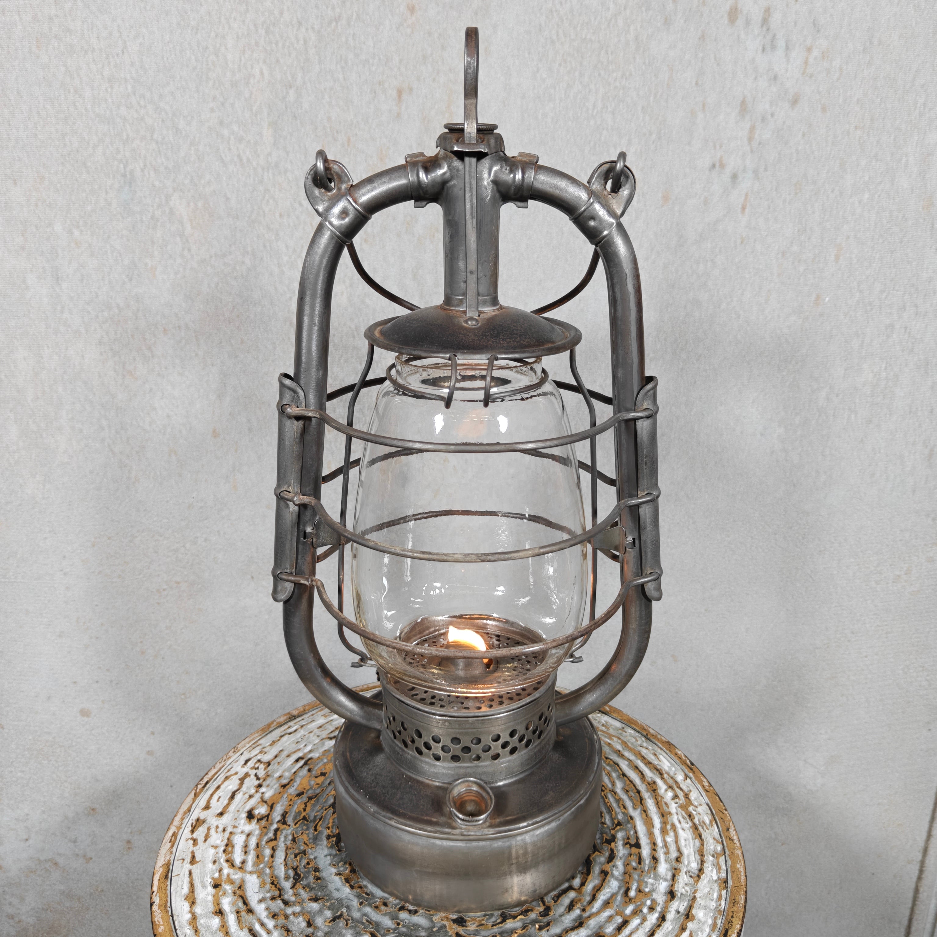 Rare 1930s French ALG Marine Hurricane Lantern – Large Antique Oil Lantern with Early Details