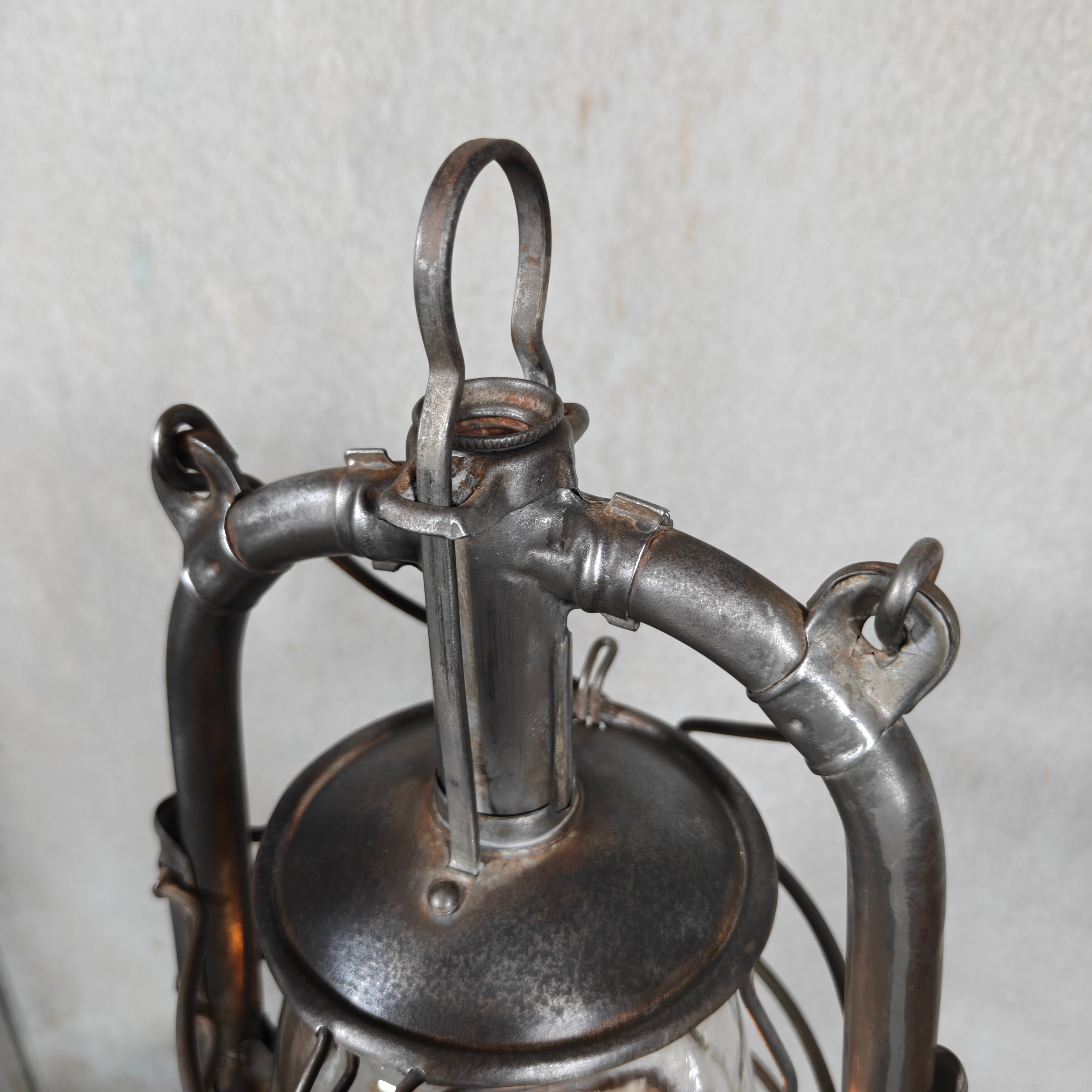 Rare 1930s French ALG Marine Hurricane Lantern – Large Antique Oil Lantern with Early Details