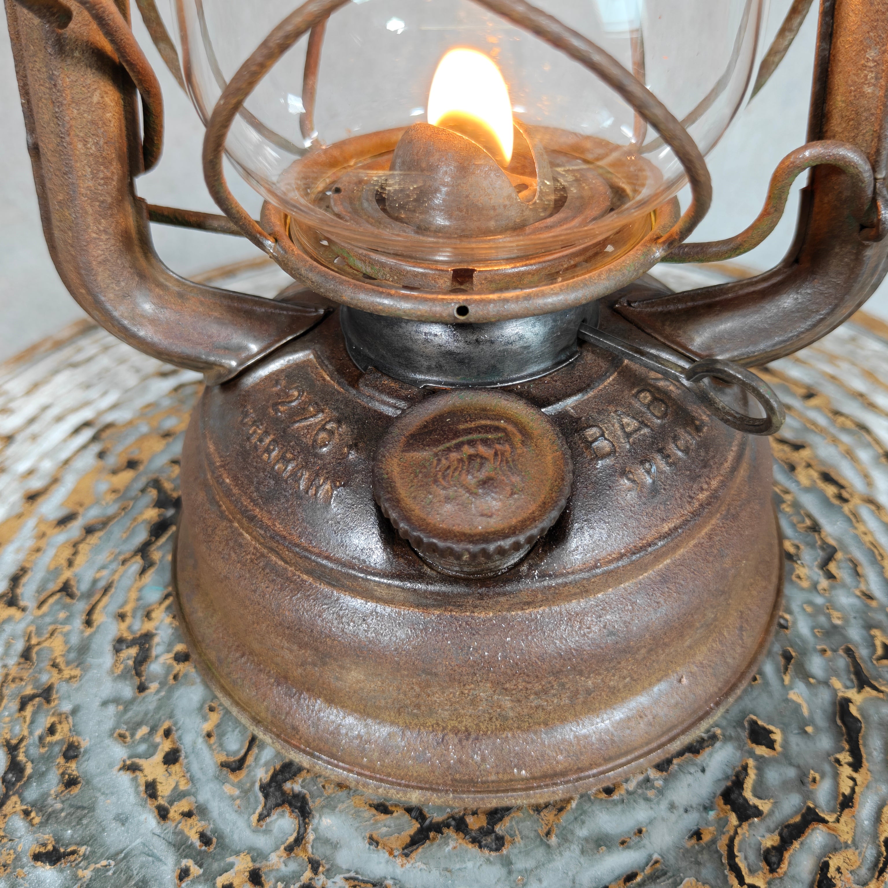 Vintage Feuerhand 276 Sturmkappe Hurricane Lantern – Rat Look West Germany Oil Lantern with Jenaer Glass