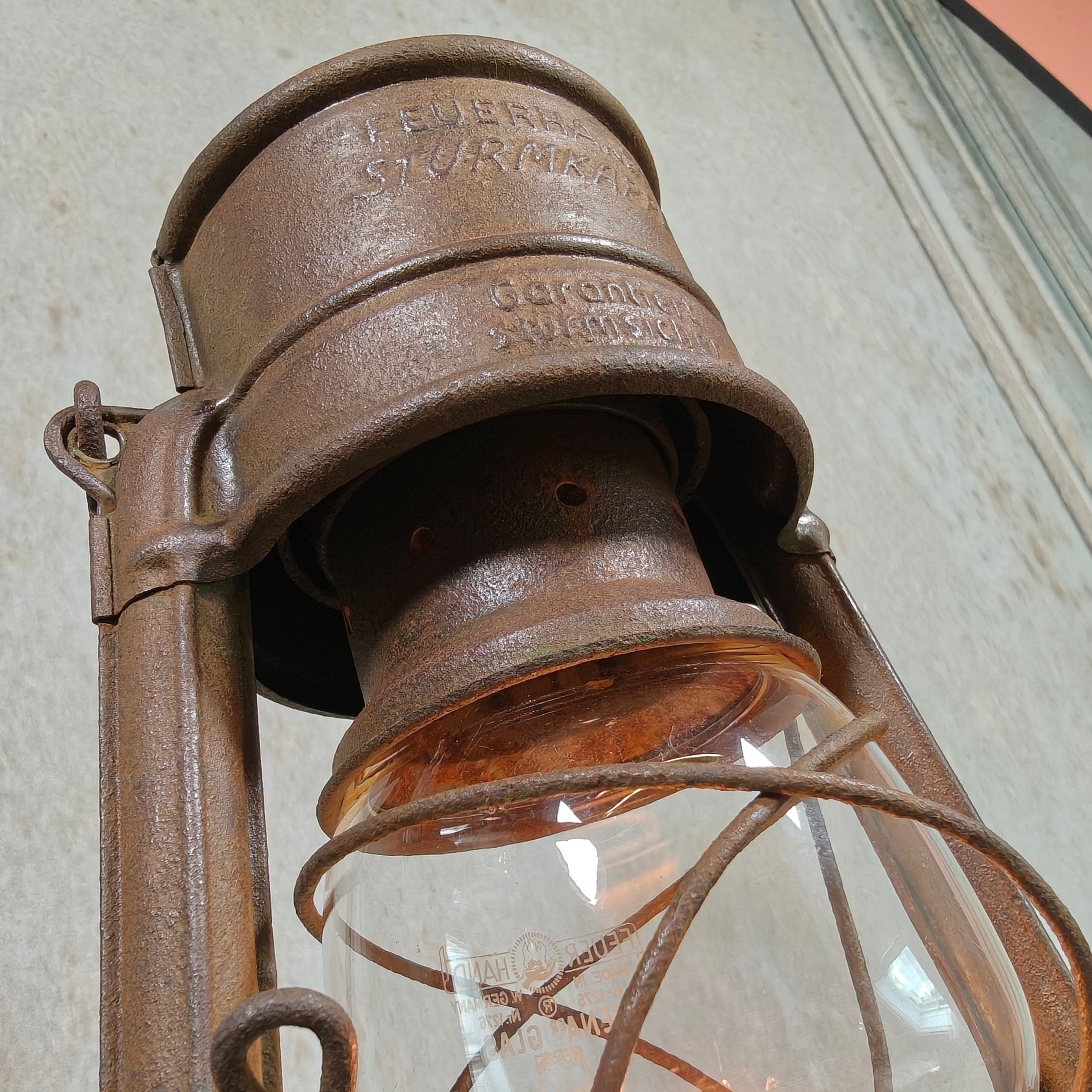 Vintage Feuerhand 276 Sturmkappe Hurricane Lantern – Rat Look West Germany Oil Lantern with Jenaer Glass