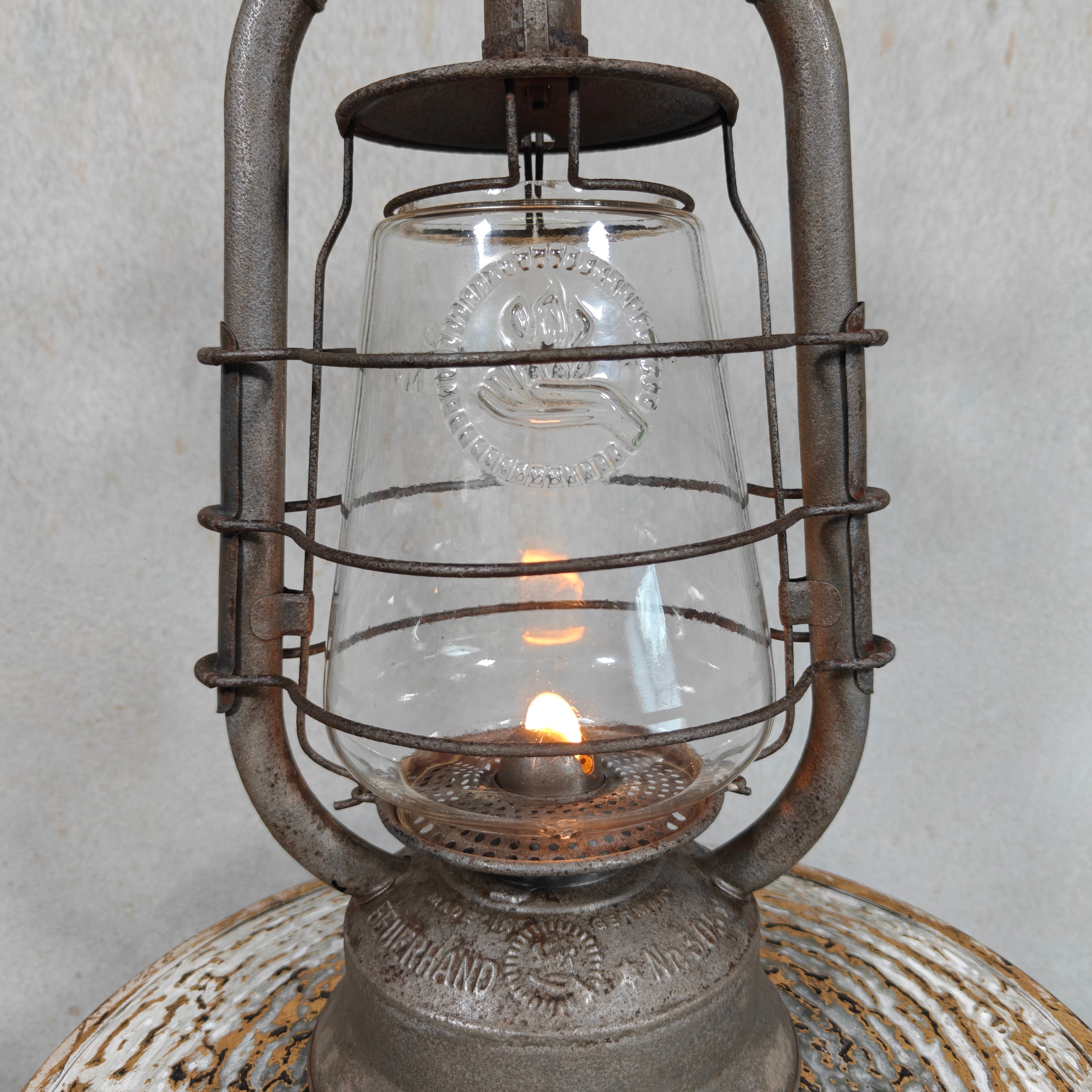Rare Pre-War Feuerhand 305 Hurricane Lantern – 1930s German Oil Lantern with Original Patina