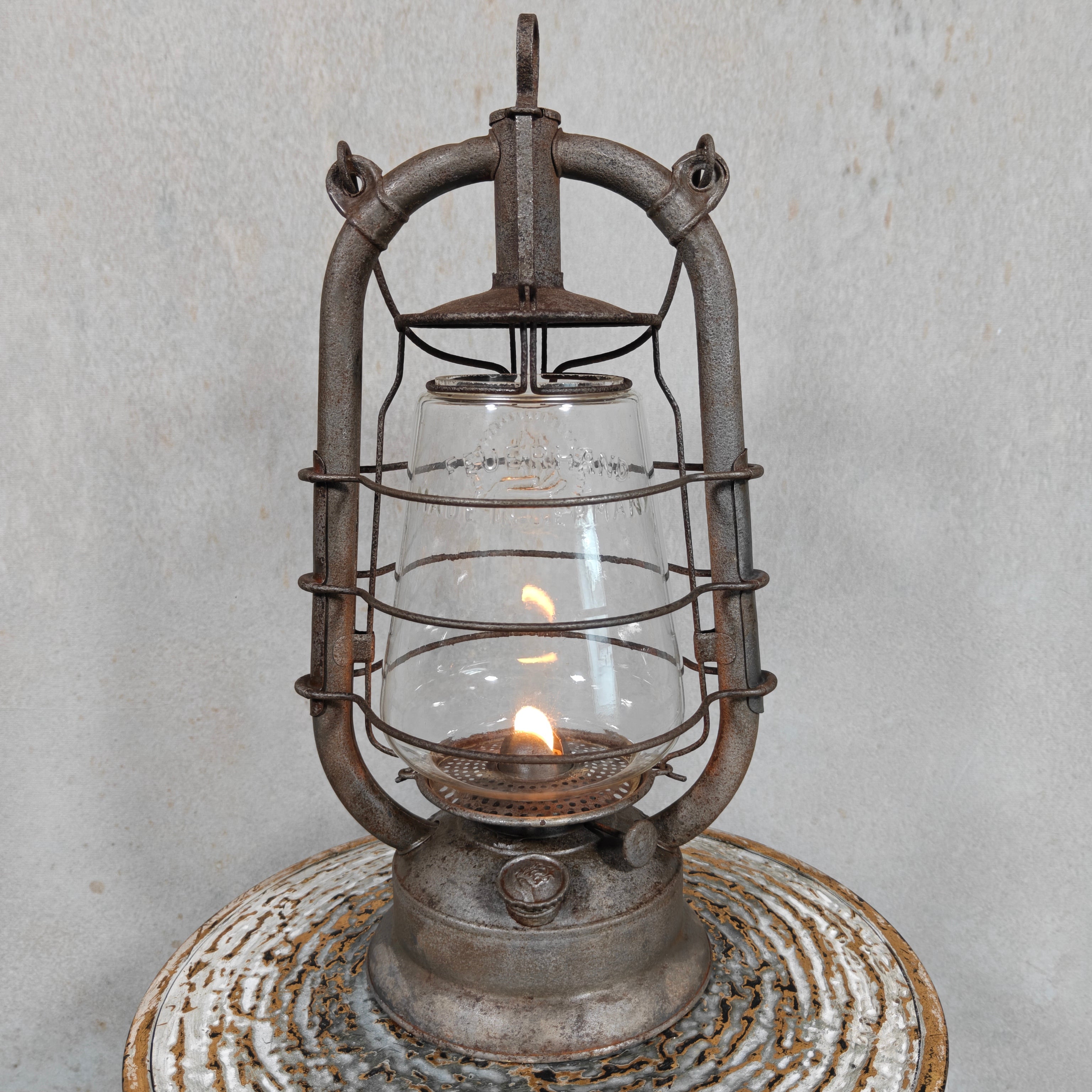 Rare Pre-War Feuerhand 305 Hurricane Lantern – 1930s German Oil Lantern with Original Patina