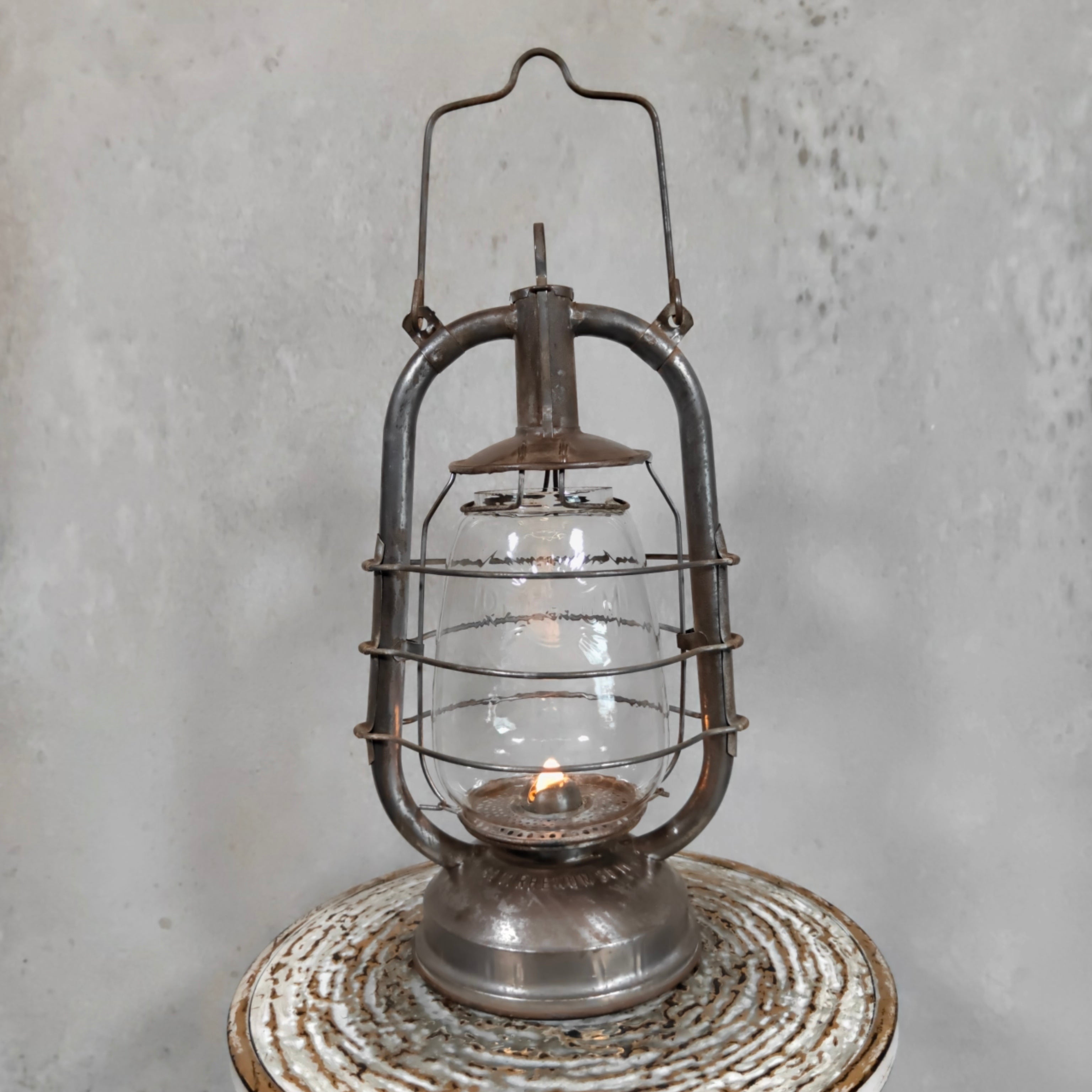 Rare Vintage Rhewum ST11 Hurricane Lantern – German Oil Lantern with Original Marked Glass