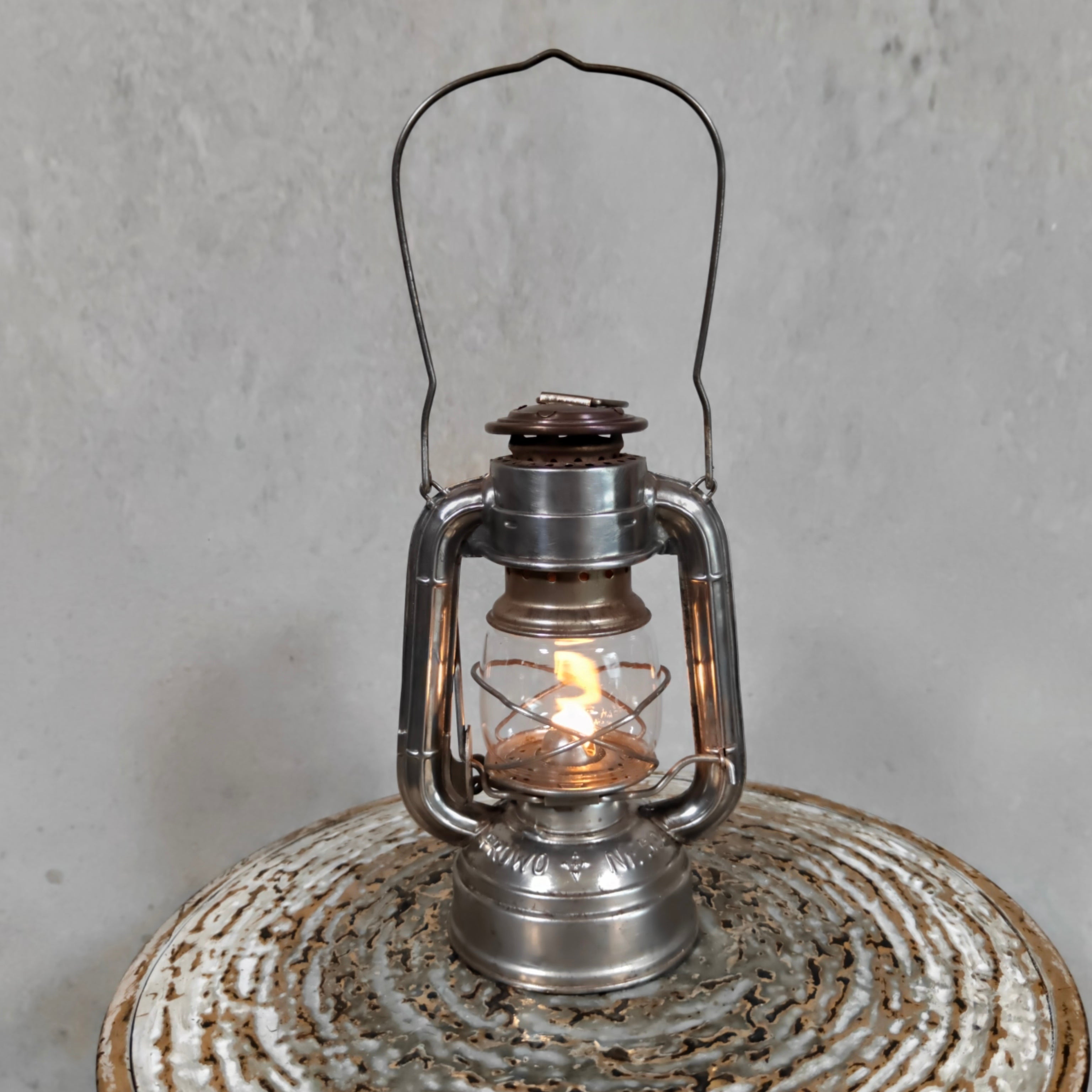 Rare Vintage Frowo No. 50 Hurricane Lantern with Compass Rose Tank Logo – 1950s German Oil Lantern