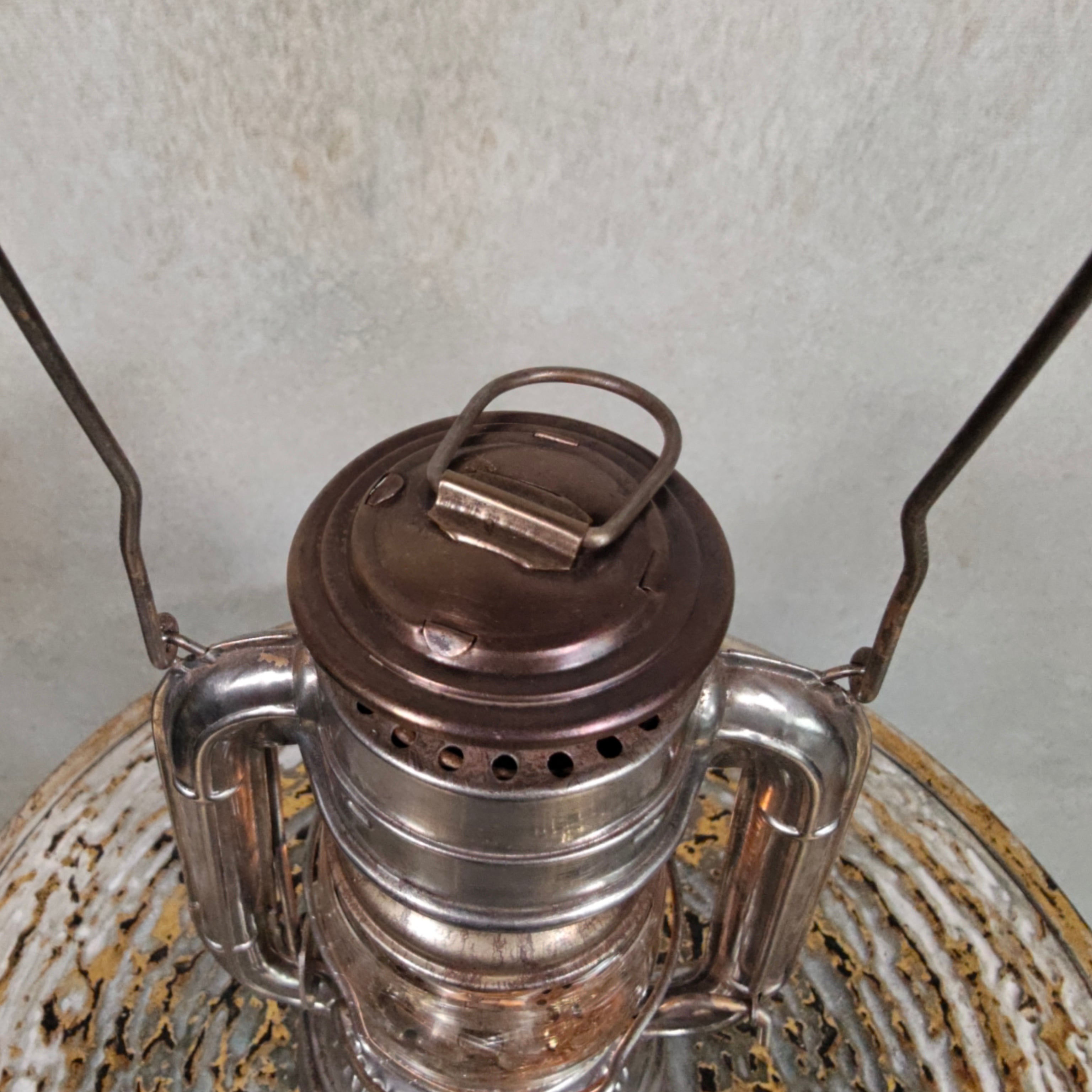 Rare Vintage Frowo No. 50 Hurricane Lantern with Compass Rose Tank Logo – 1950s German Oil Lantern