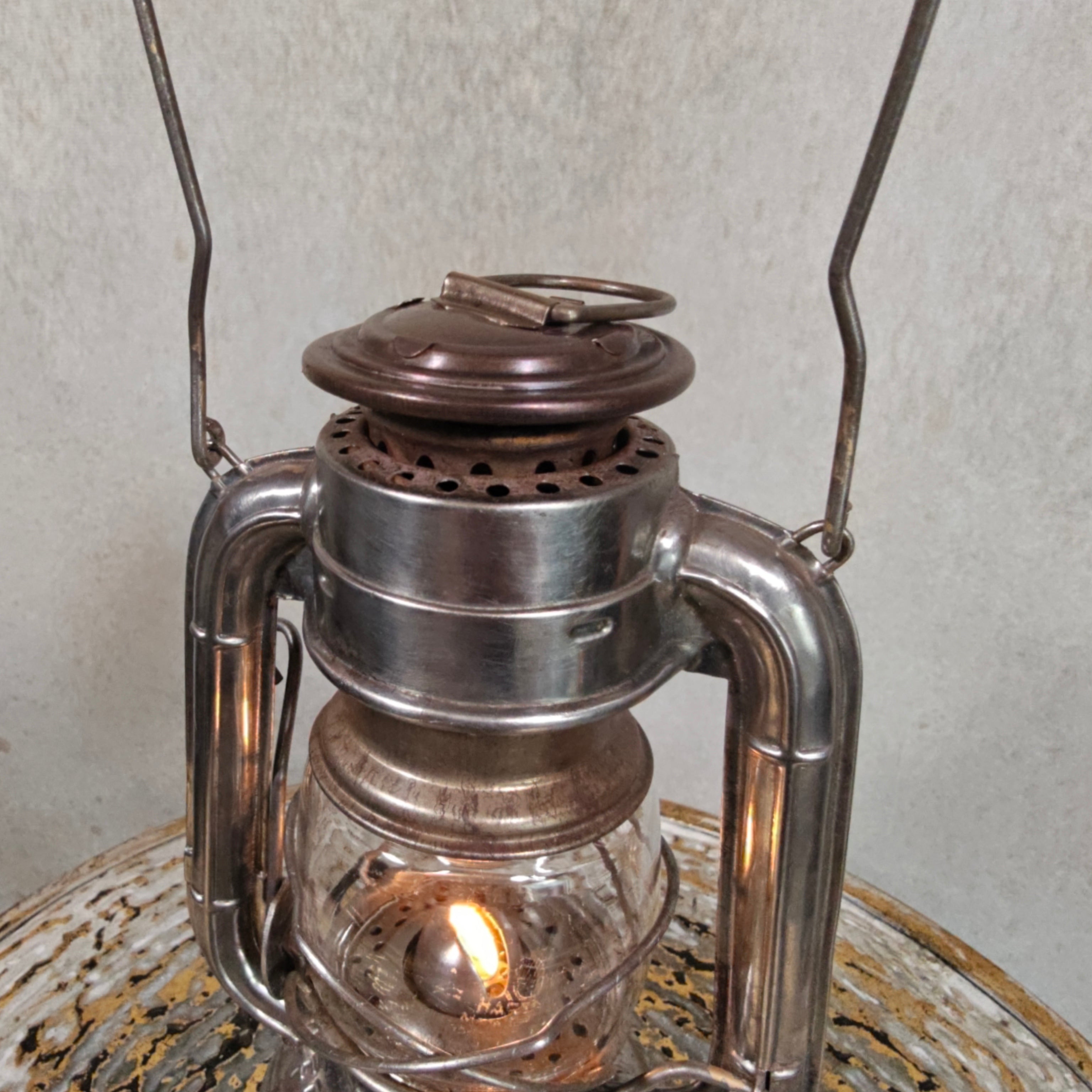 Rare Vintage Frowo No. 50 Hurricane Lantern with Compass Rose Tank Logo – 1950s German Oil Lantern