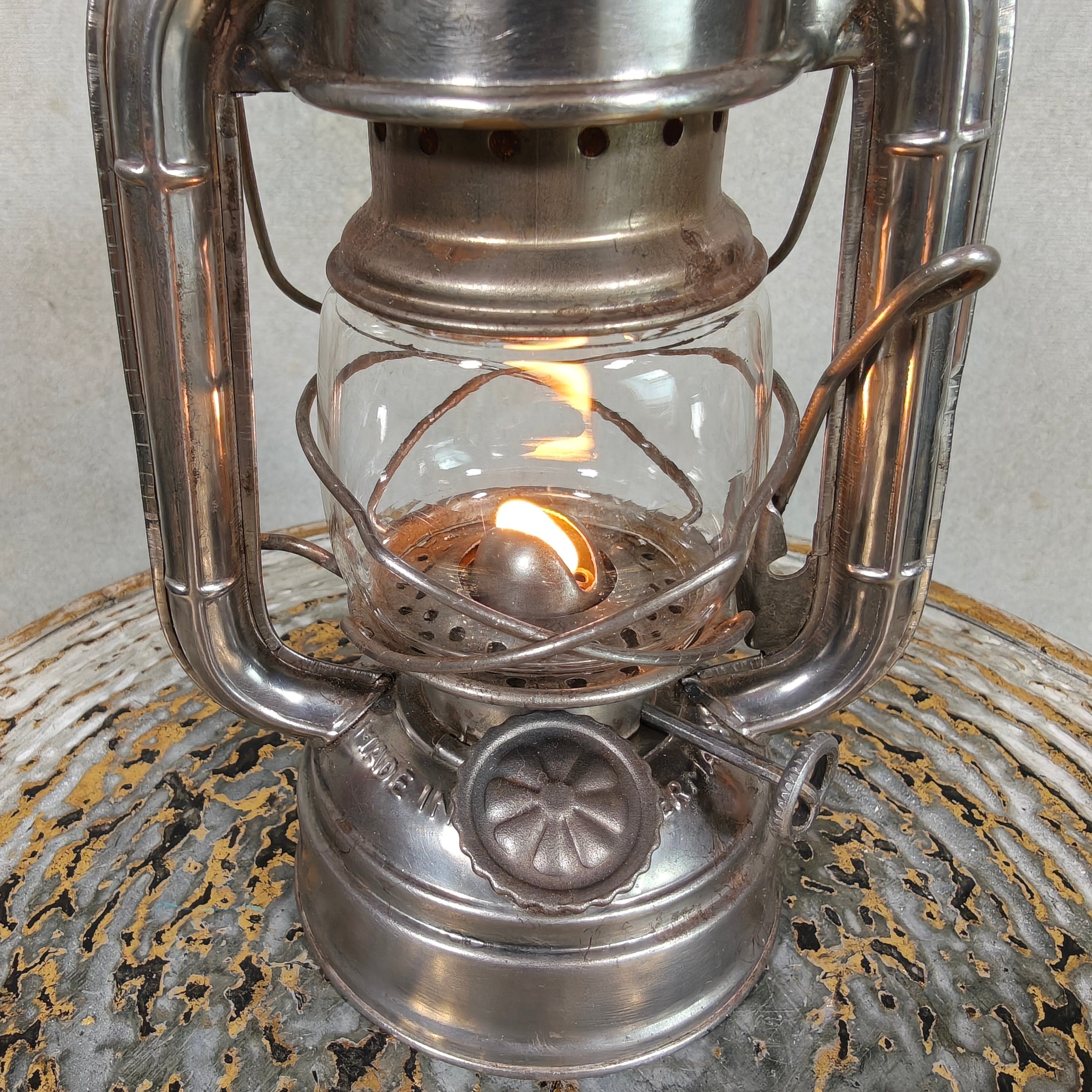 Rare Vintage Frowo No. 50 Hurricane Lantern with Compass Rose Tank Logo – 1950s German Oil Lantern