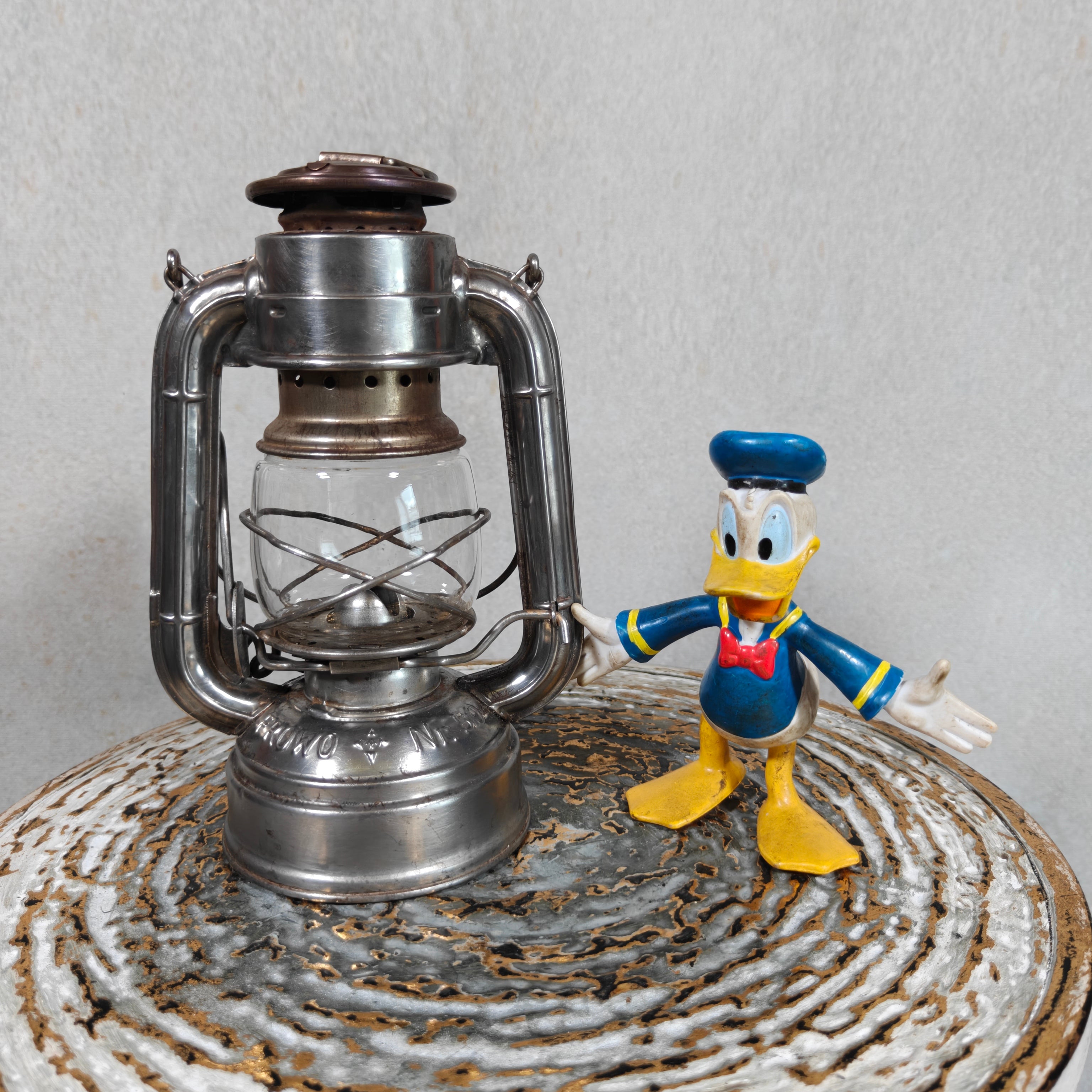 Rare Vintage Frowo No. 50 Hurricane Lantern with Compass Rose Tank Logo – 1950s German Oil Lantern