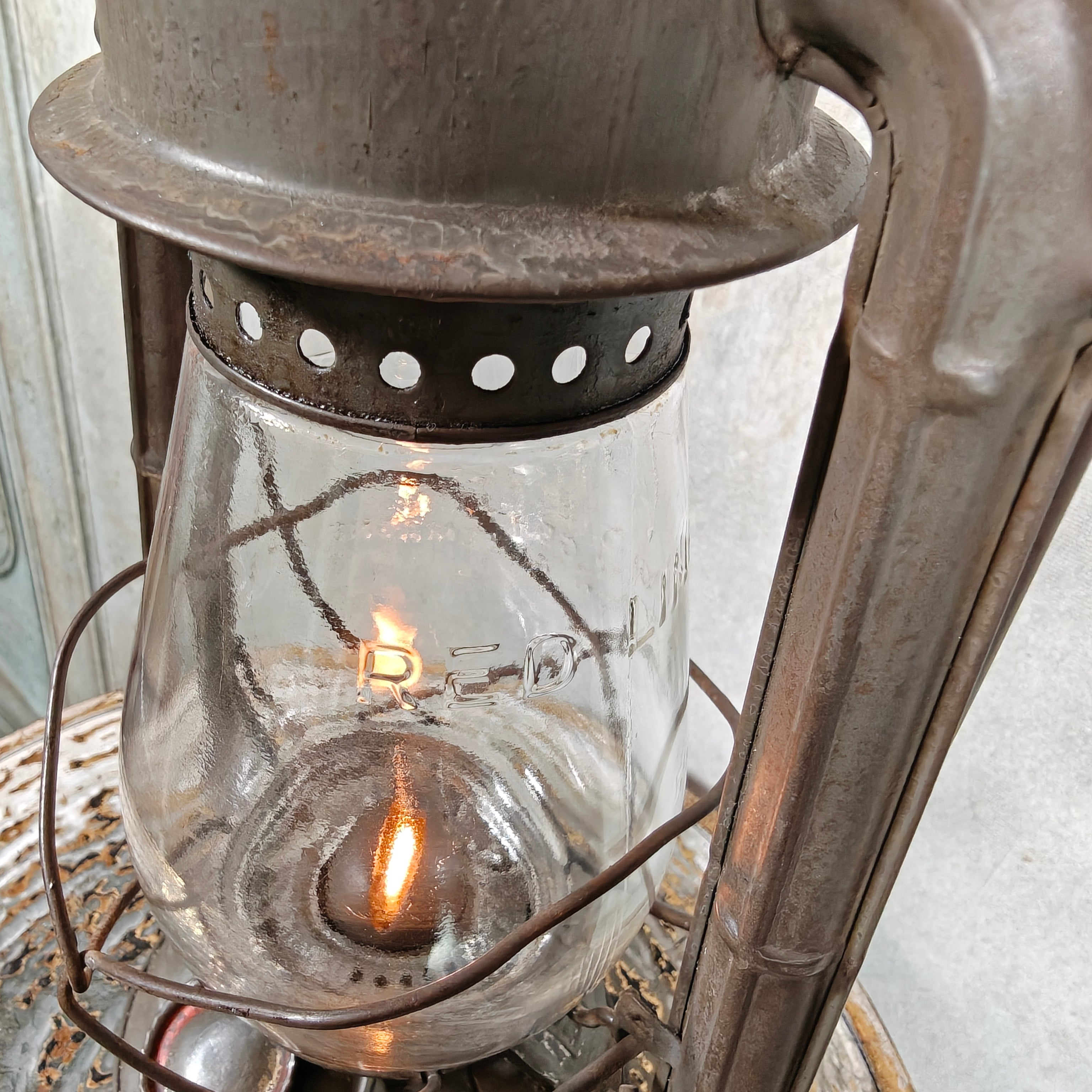 Extremely Rare BAT 200 Red Line Cold Blast Hurricane Lantern – Made in Germany - pre war
