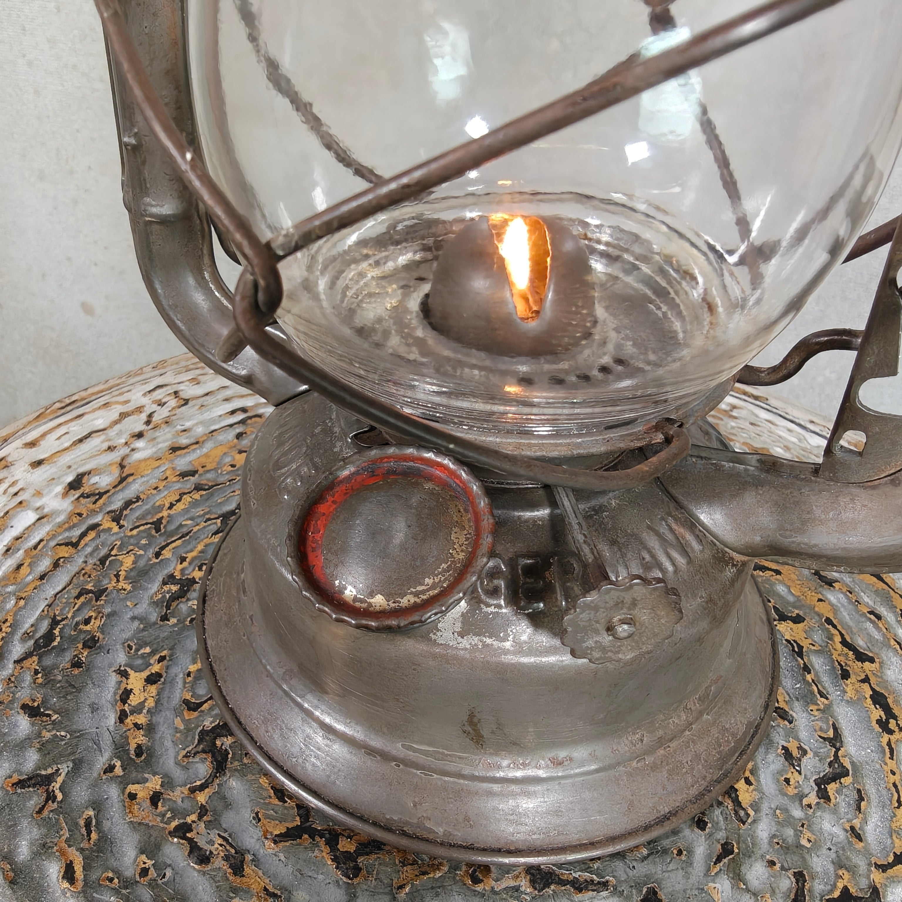 Extremely Rare BAT 200 Red Line Cold Blast Hurricane Lantern – Made in Germany - pre war