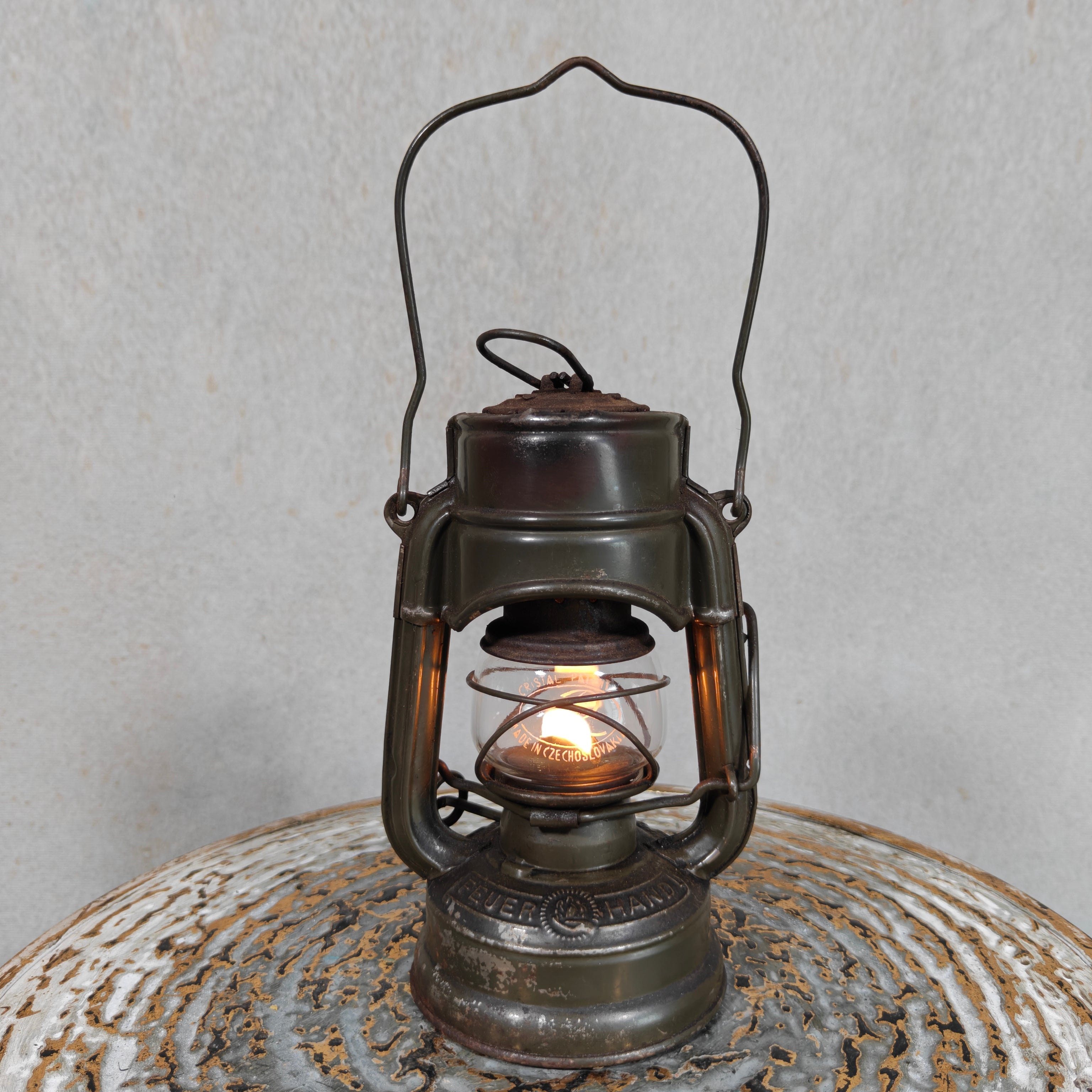 Rare Pre-War Feuerhand Atom 75 Hurricane Lantern – Miniature German Oil Lantern 1930s/1940s