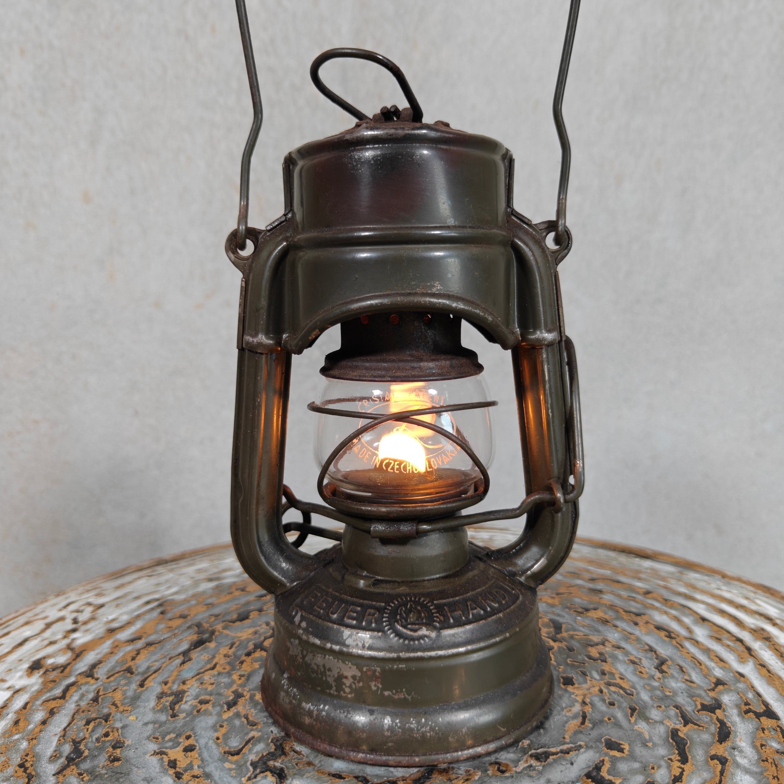 Rare Pre-War Feuerhand Atom 75 Hurricane Lantern – Miniature German Oil Lantern 1930s/1940s