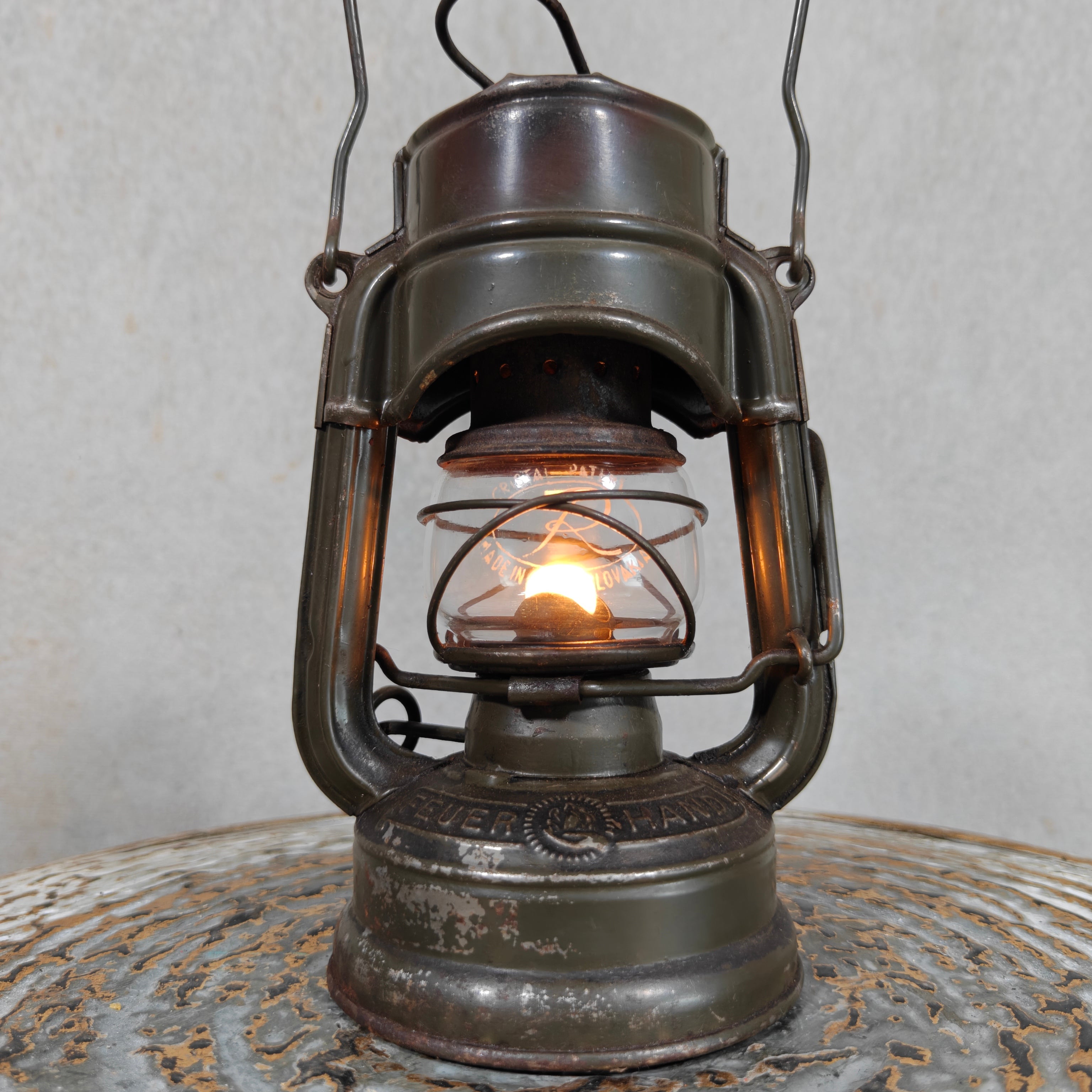 Rare Pre-War Feuerhand Atom 75 Hurricane Lantern – Miniature German Oil Lantern 1930s/1940s