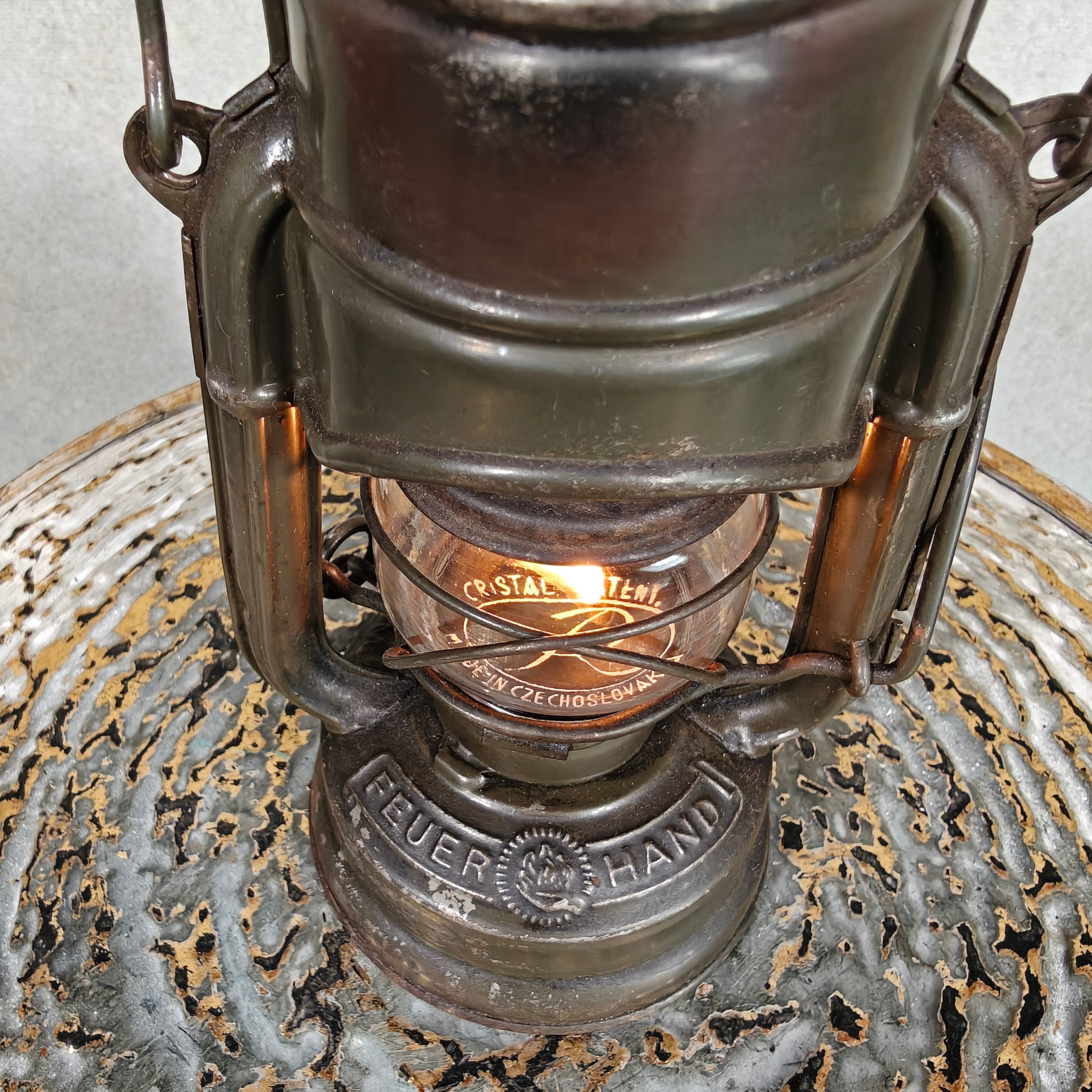 Rare Pre-War Feuerhand Atom 75 Hurricane Lantern – Miniature German Oil Lantern 1930s/1940s