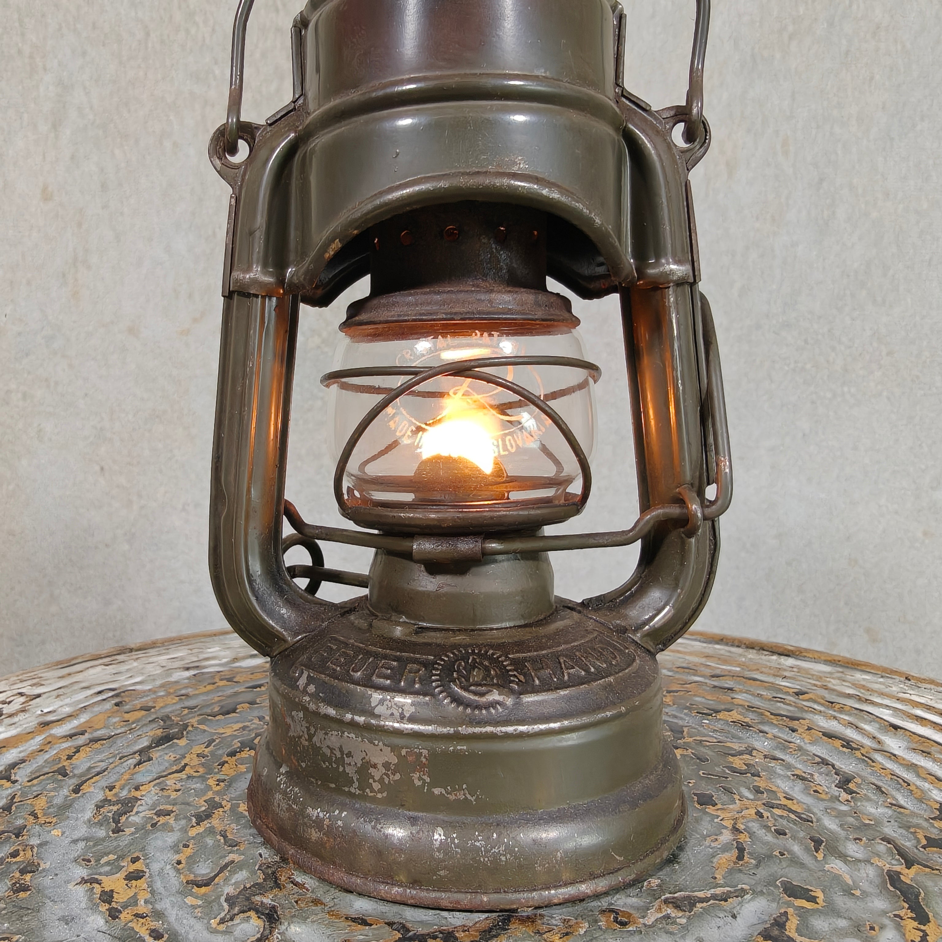 Rare Pre-War Feuerhand Atom 75 Hurricane Lantern – Miniature German Oil Lantern 1930s/1940s
