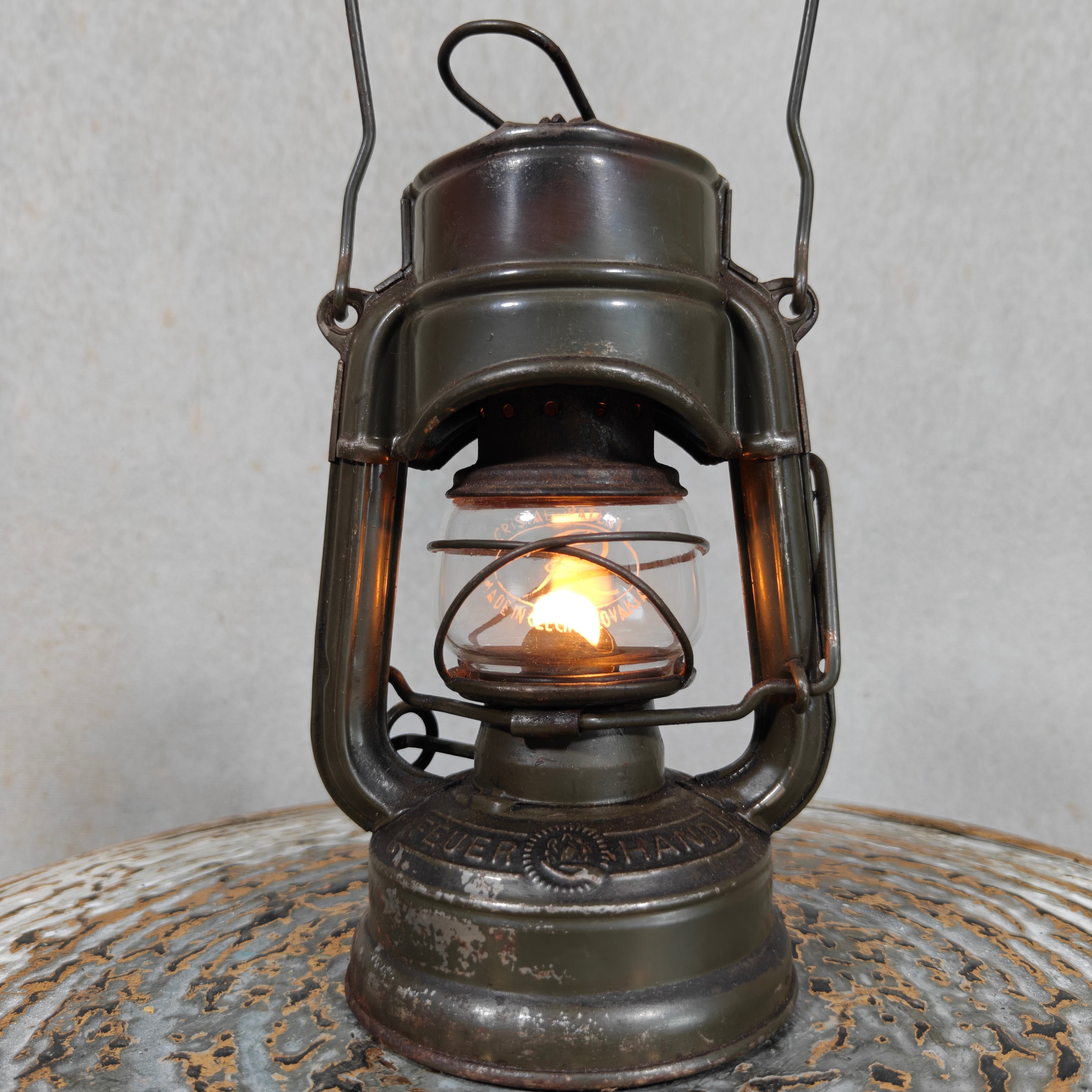 Rare Pre-War Feuerhand Atom 75 Hurricane Lantern – Miniature German Oil Lantern 1930s/1940s