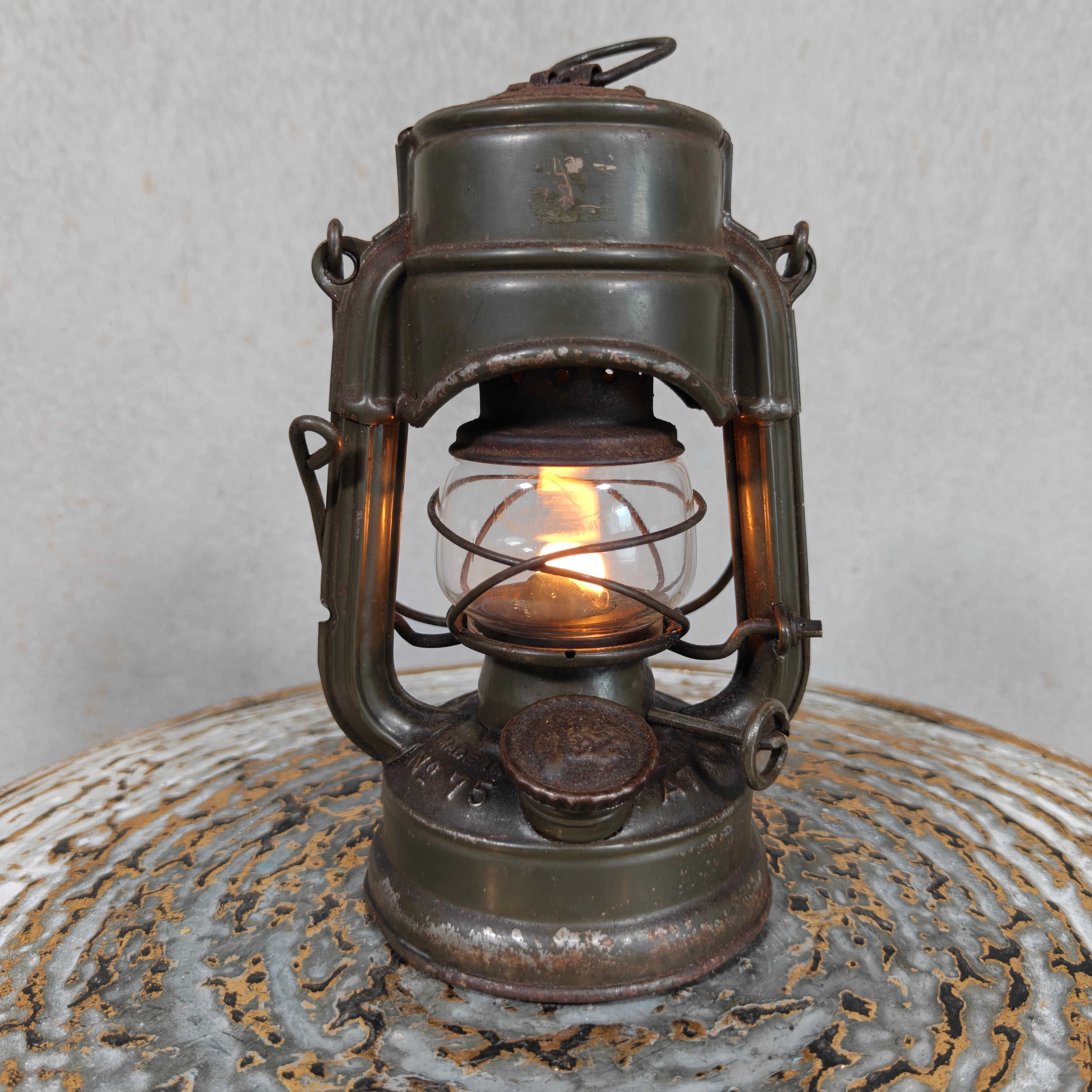 Rare Pre-War Feuerhand Atom 75 Hurricane Lantern – Miniature German Oil Lantern 1930s/1940s
