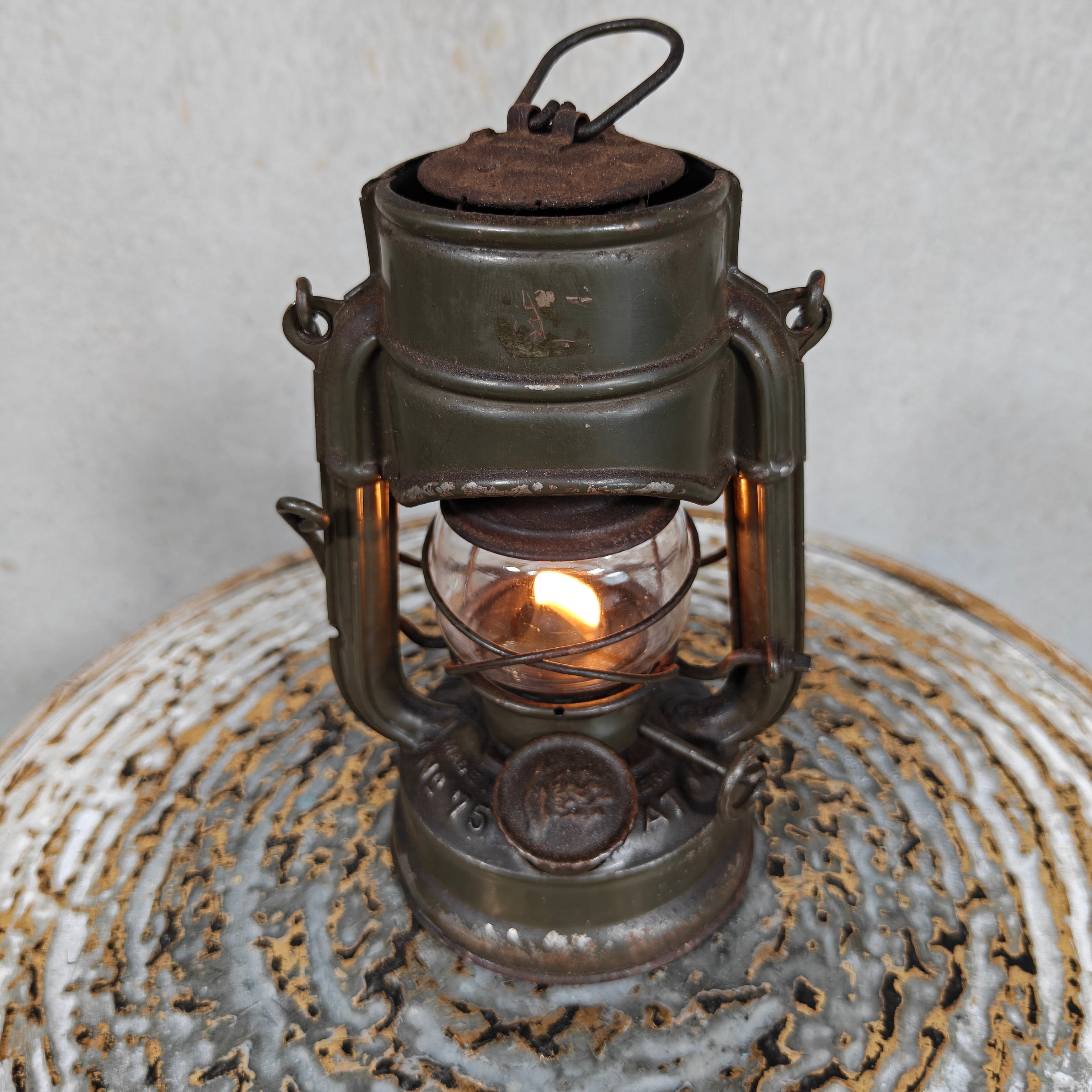 Rare Pre-War Feuerhand Atom 75 Hurricane Lantern – Miniature German Oil Lantern 1930s/1940s