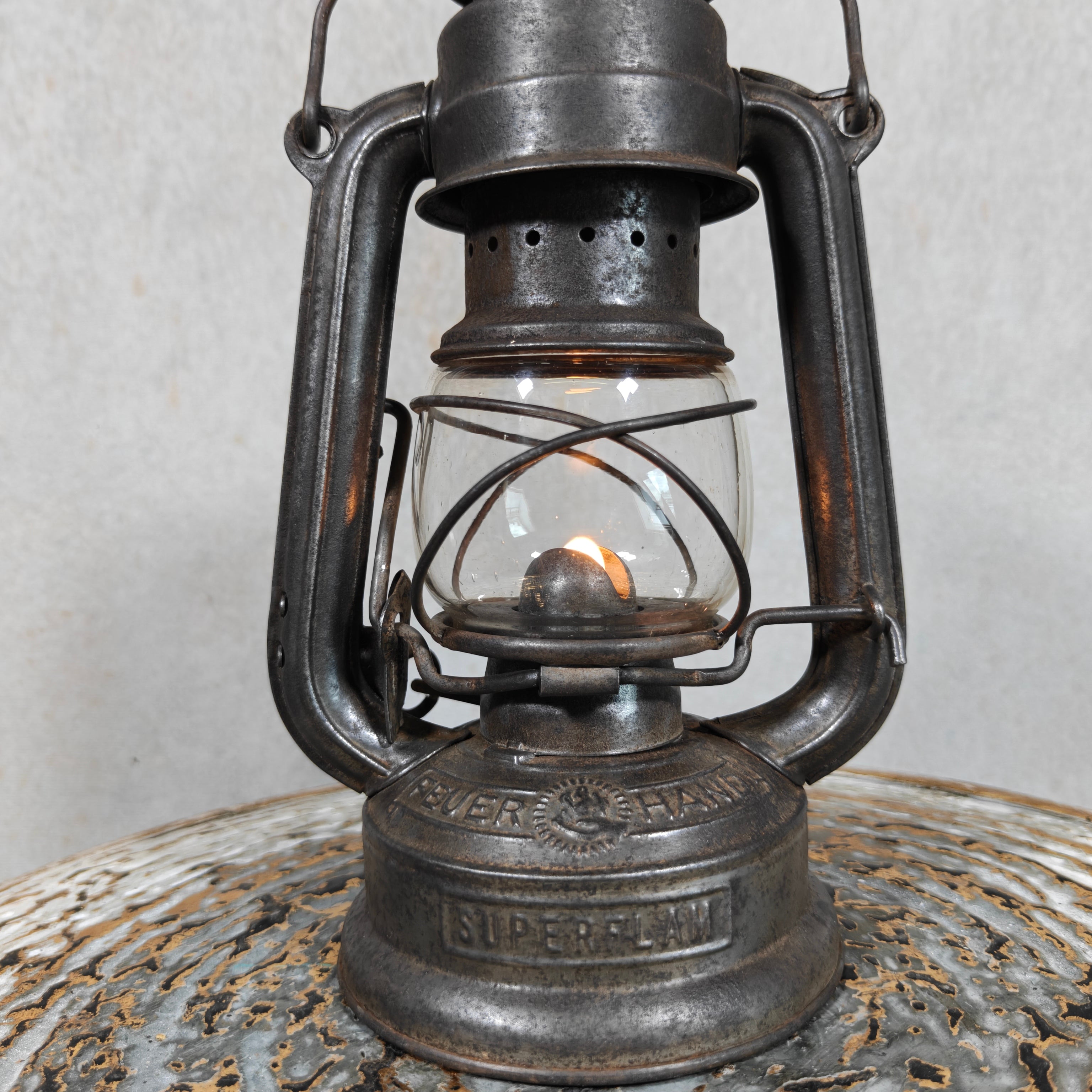 Rare Pre-War Feuerhand 175 Superflam Hurricane Lantern – 1930s French Export Model