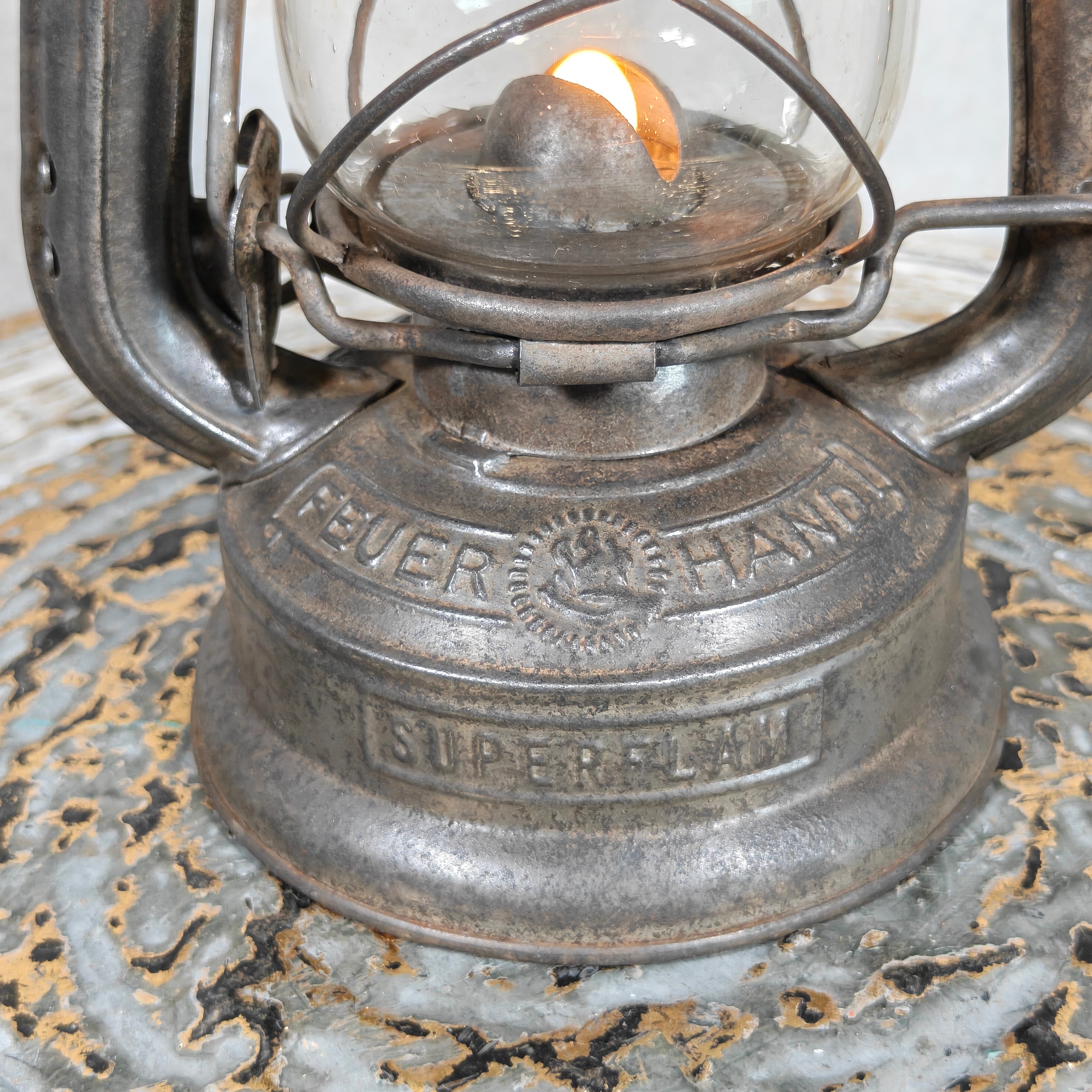 Rare Pre-War Feuerhand 175 Superflam Hurricane Lantern – 1930s French Export Model