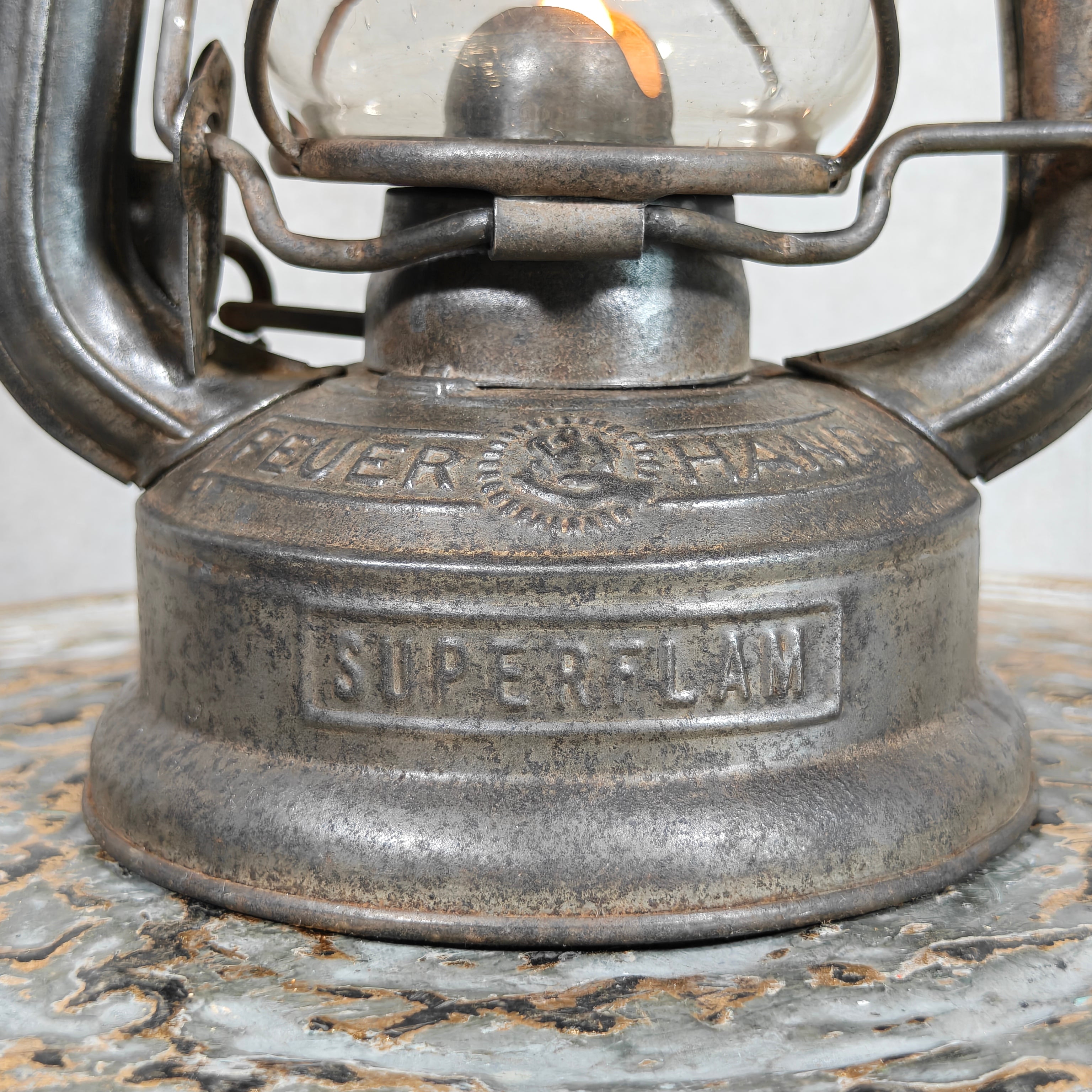 Rare Pre-War Feuerhand 175 Superflam Hurricane Lantern – 1930s French Export Model