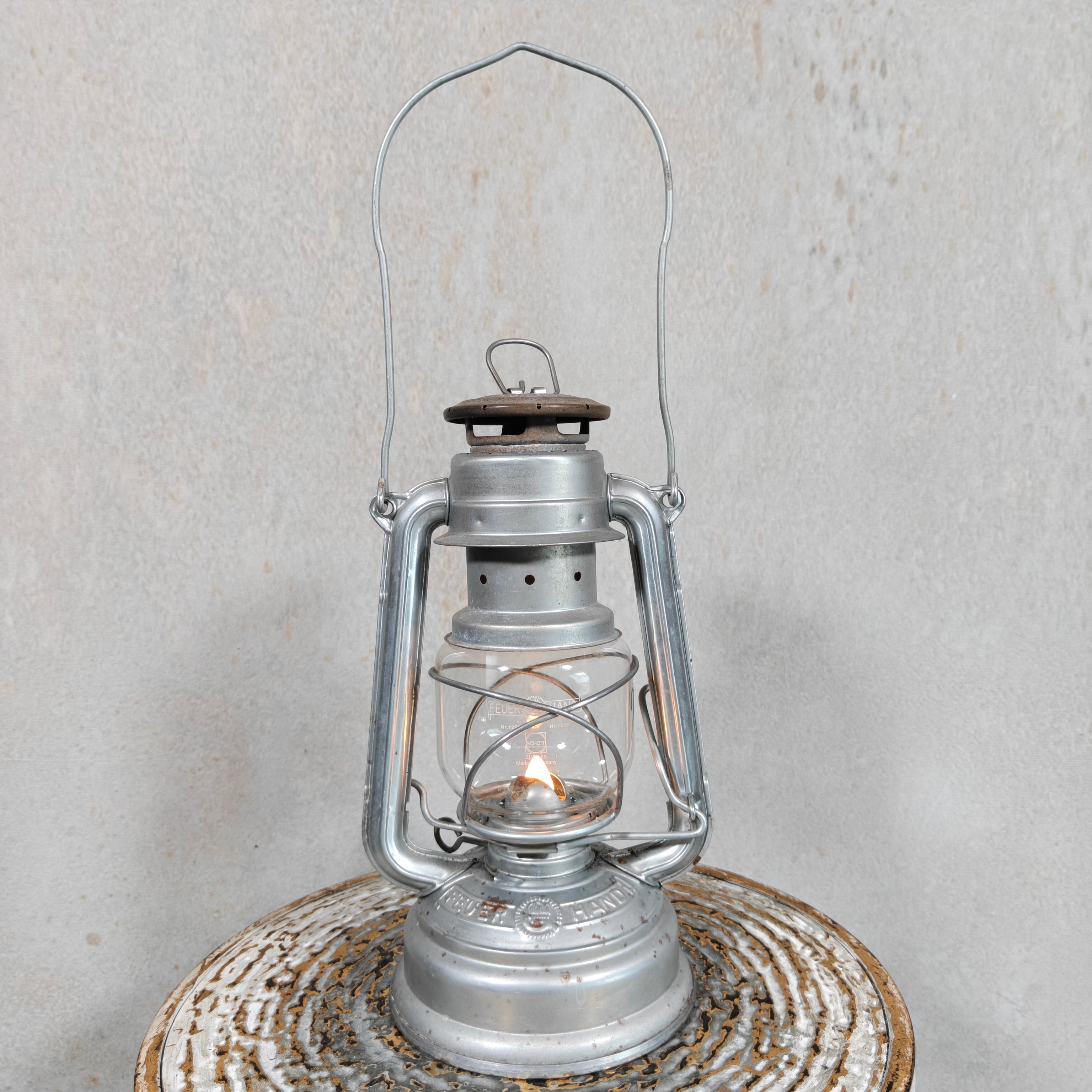 Vintage Feuerhand 276 Baby Special Hurricane Lantern – German Oil Lantern with Original Marked Glass