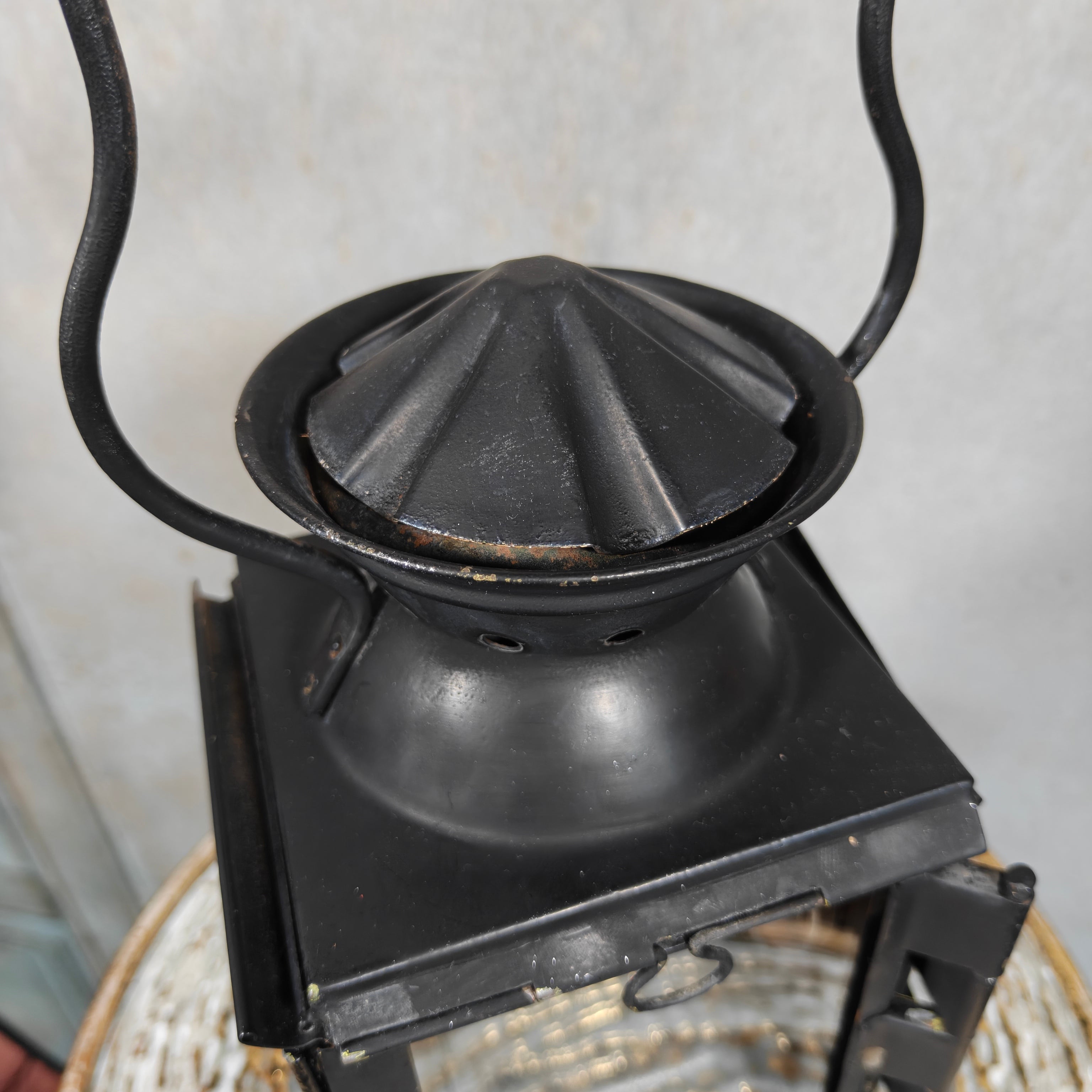 Antique Railway Signal Lantern – Large Oil Train Lamp with Folding Glass Filters circa 1920–1930