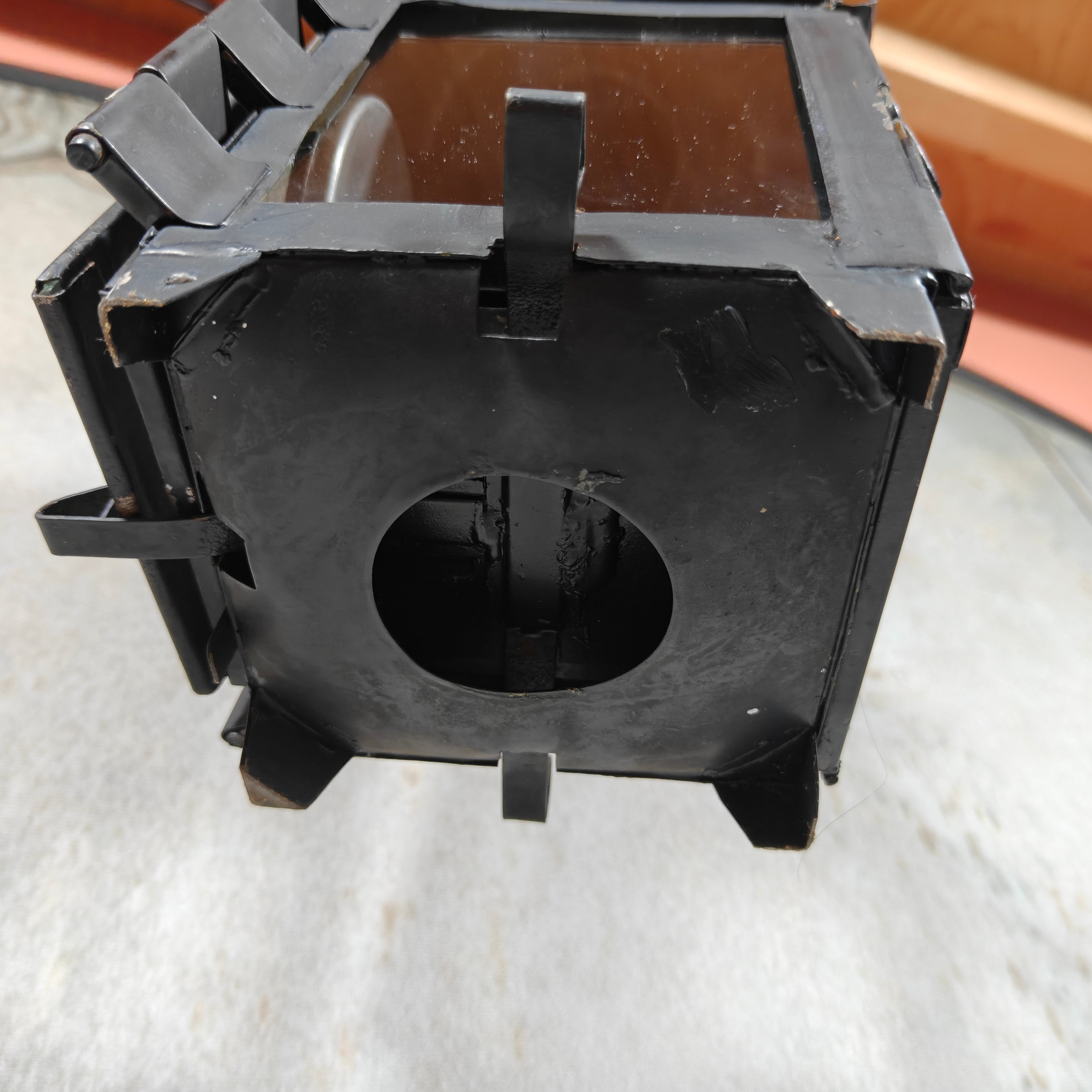 Antique Railway Signal Lantern – Large Oil Train Lamp with Folding Glass Filters circa 1920–1930
