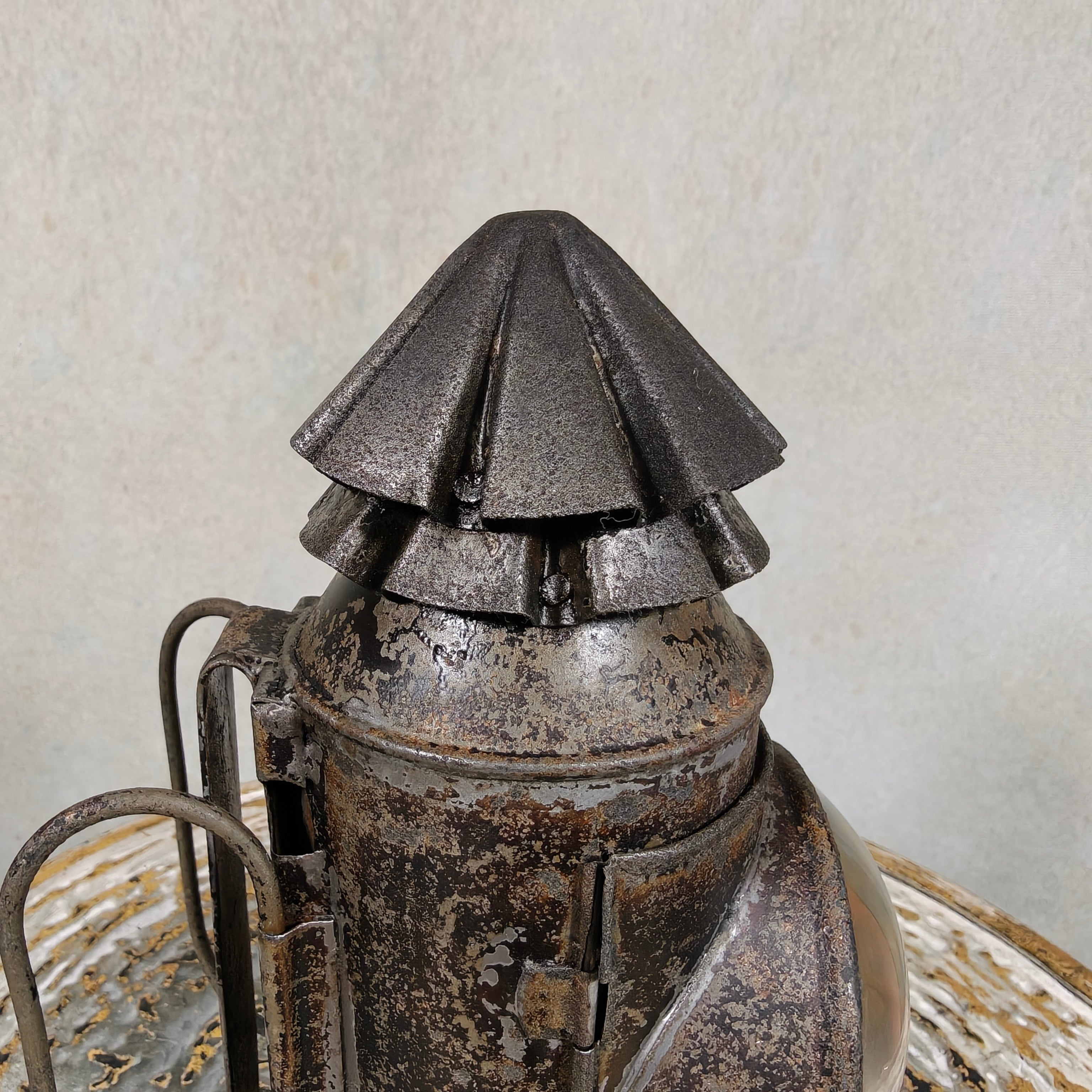 Rare Antique Bullseye Police Lantern – 19th Century Hand Signal Lantern with Candle Holder