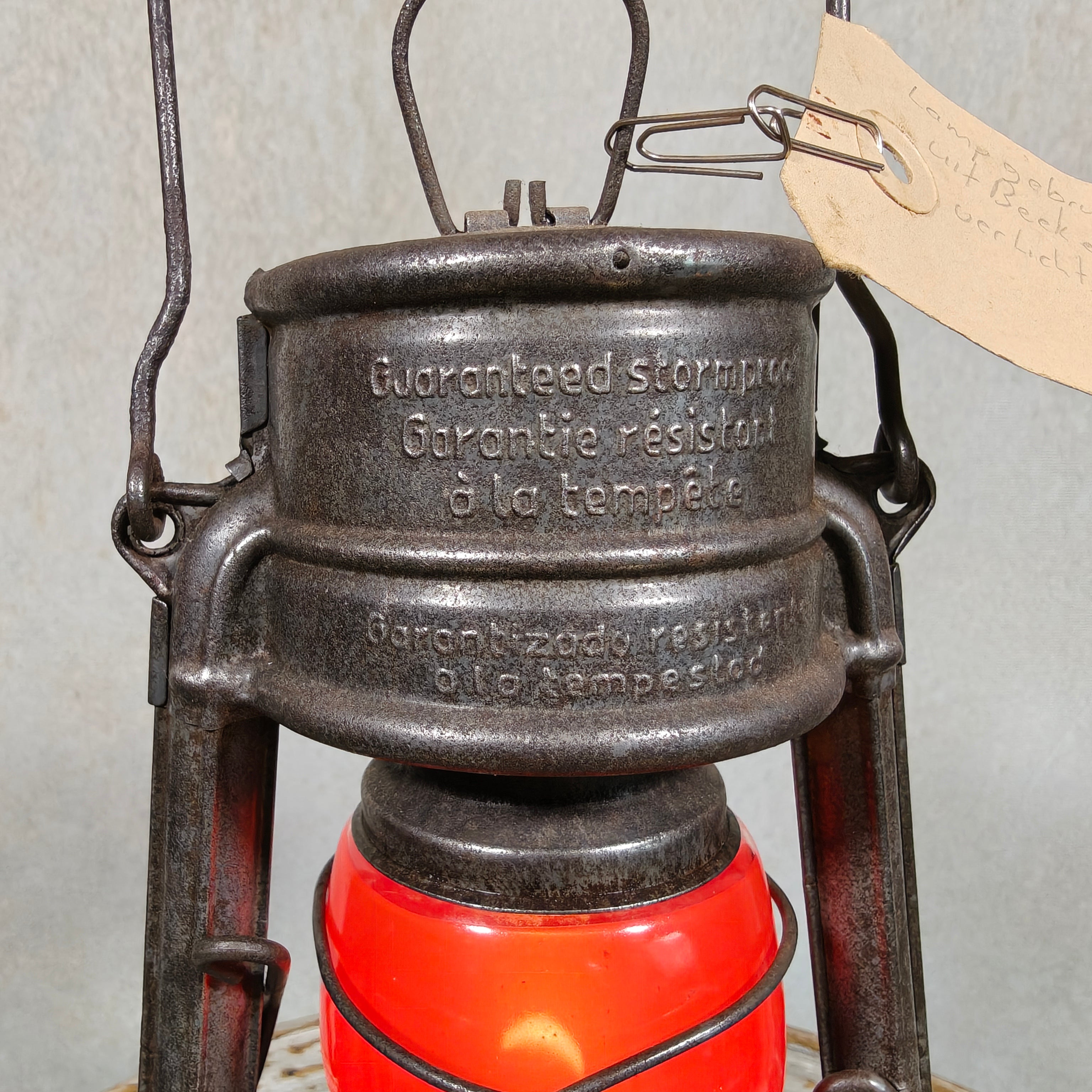 Rare Feuerhand 175 STK Oelab Sturmkappe Hurricane Lantern – West Germany Farm Wagon Lantern with Red Glass