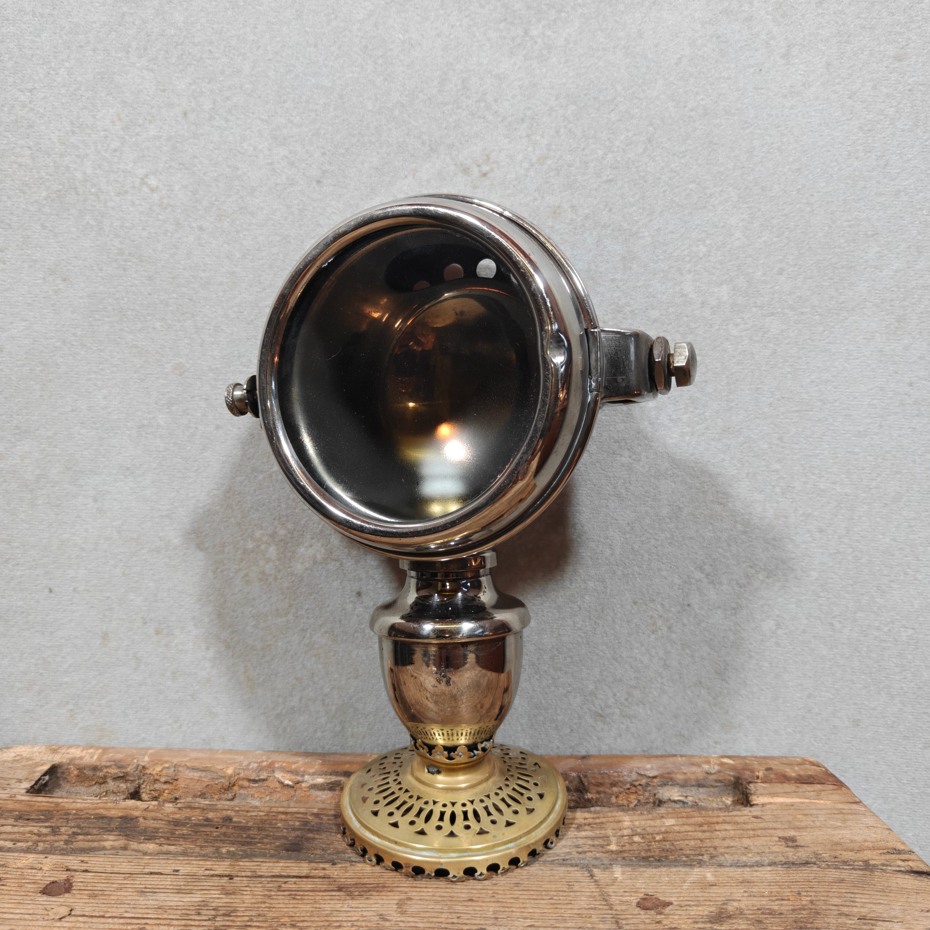Antique Automobile Side Lamp with Red Rear Lens, ca. 1900–1930 – Rare Burner, Working Condition – Early Car Lighting, Automobilia