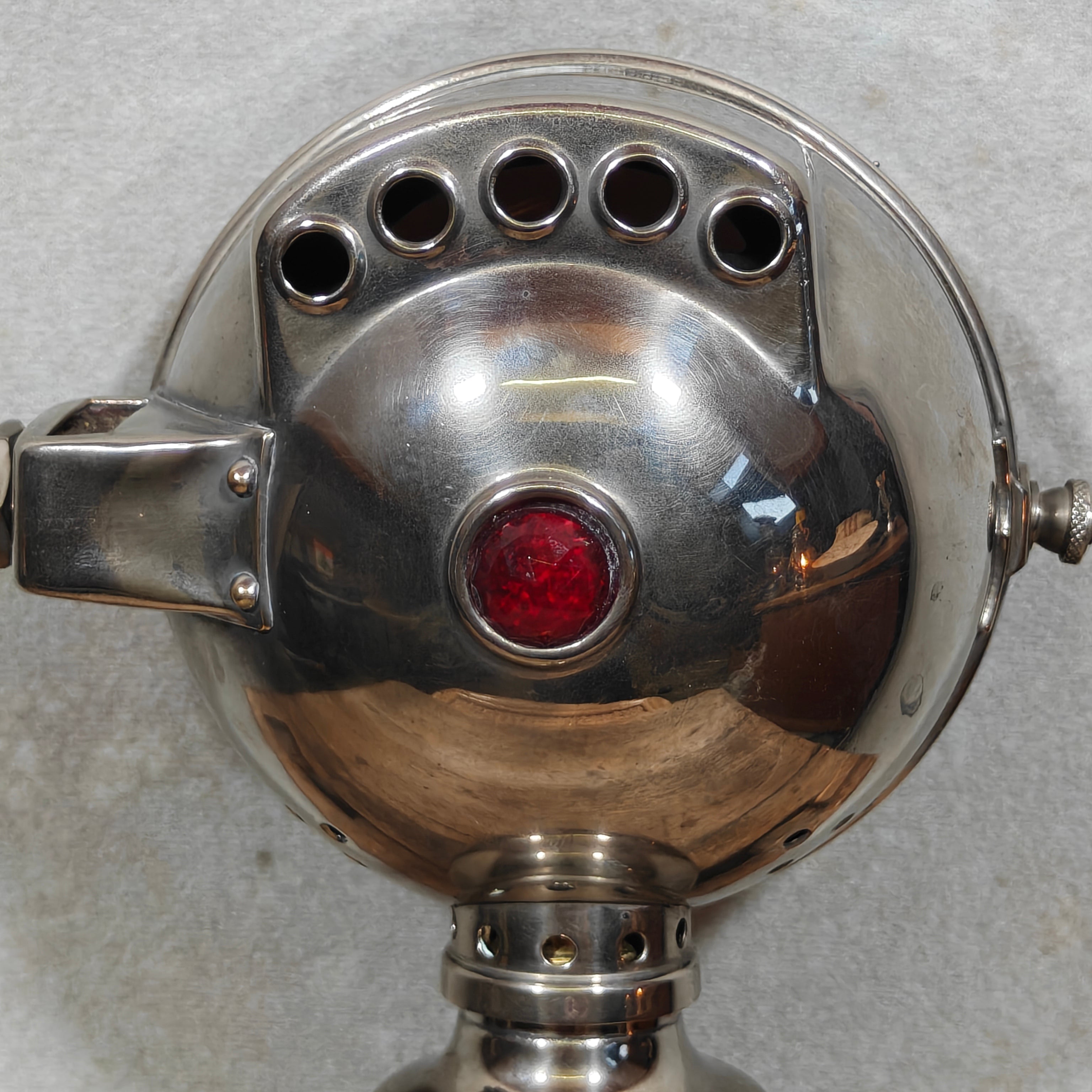 Antique Automobile Side Lamp with Red Rear Lens, ca. 1900–1930 – Rare Burner, Working Condition – Early Car Lighting, Automobilia