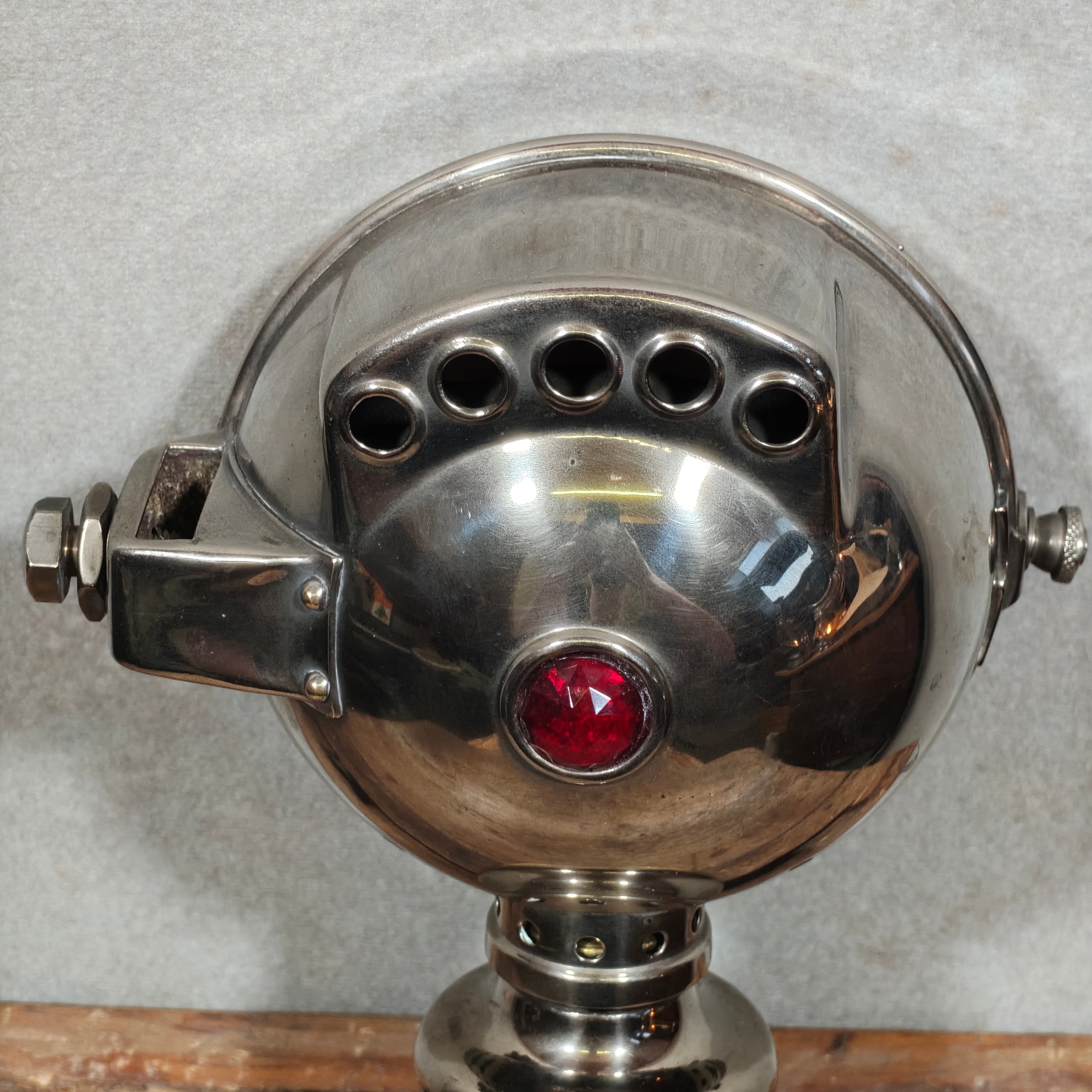 Antique Automobile Side Lamp with Red Rear Lens, ca. 1900–1930 – Rare Burner, Working Condition – Early Car Lighting, Automobilia