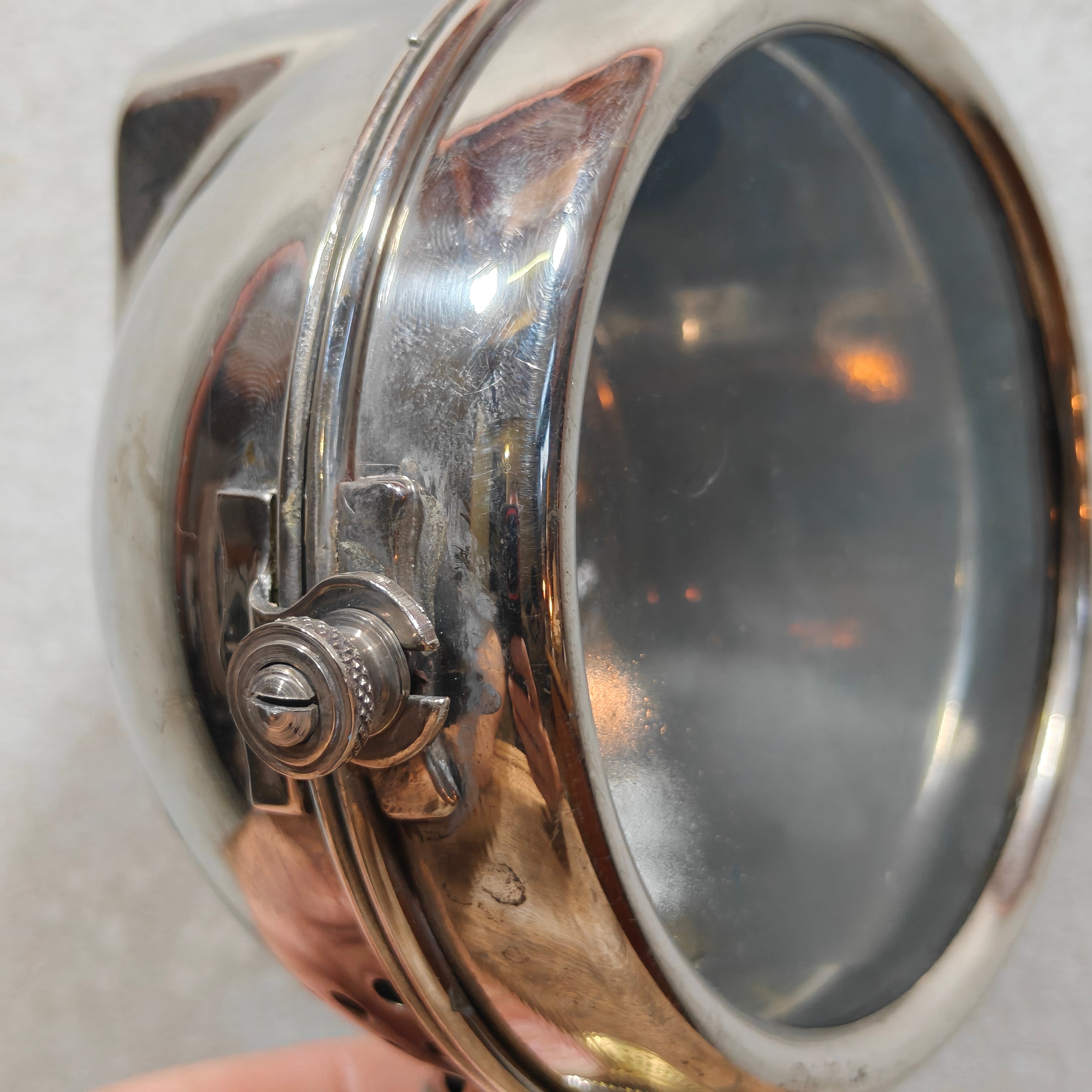 Antique Automobile Side Lamp with Red Rear Lens, ca. 1900–1930 – Rare Burner, Working Condition – Early Car Lighting, Automobilia