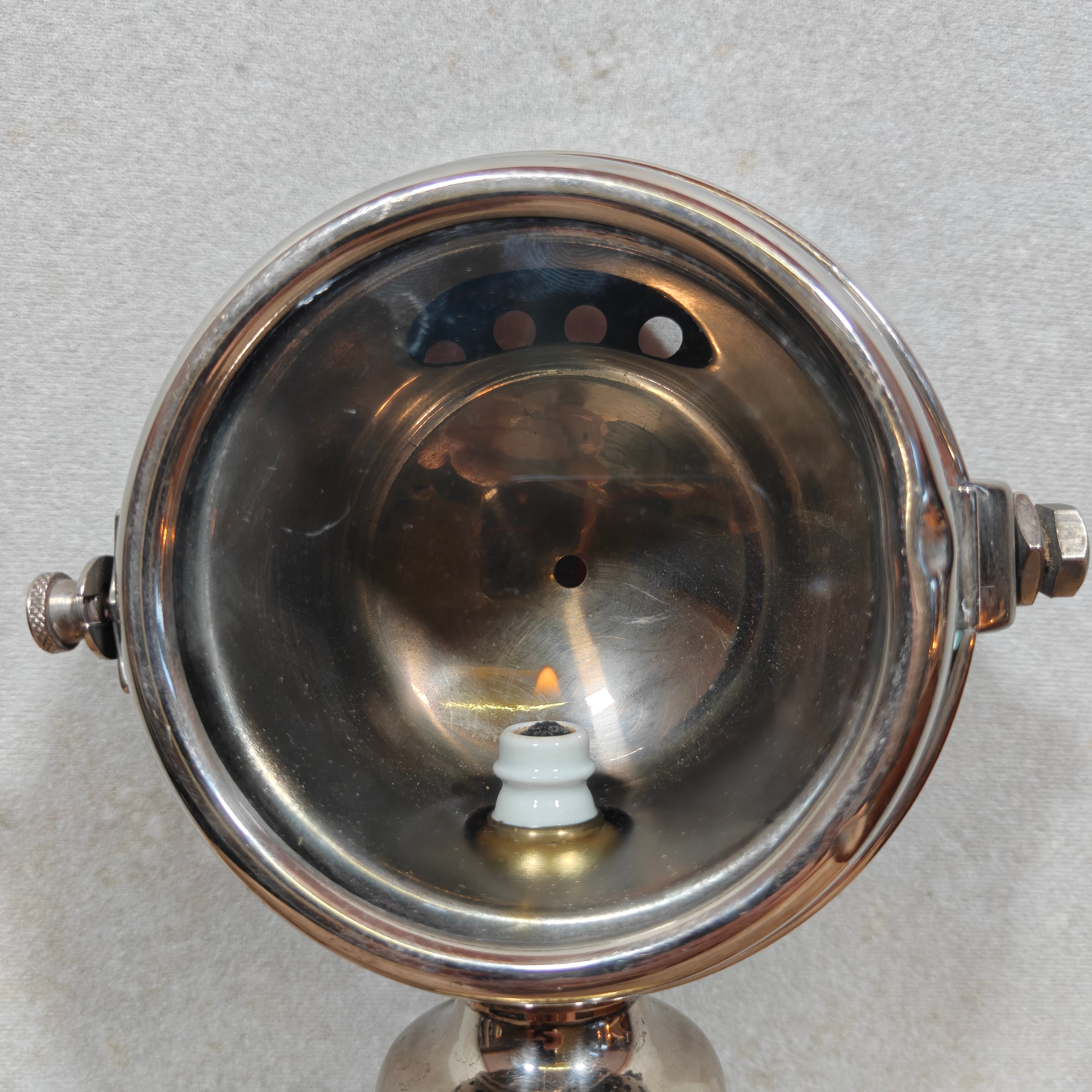 Antique Automobile Side Lamp with Red Rear Lens, ca. 1900–1930 – Rare Burner, Working Condition – Early Car Lighting, Automobilia