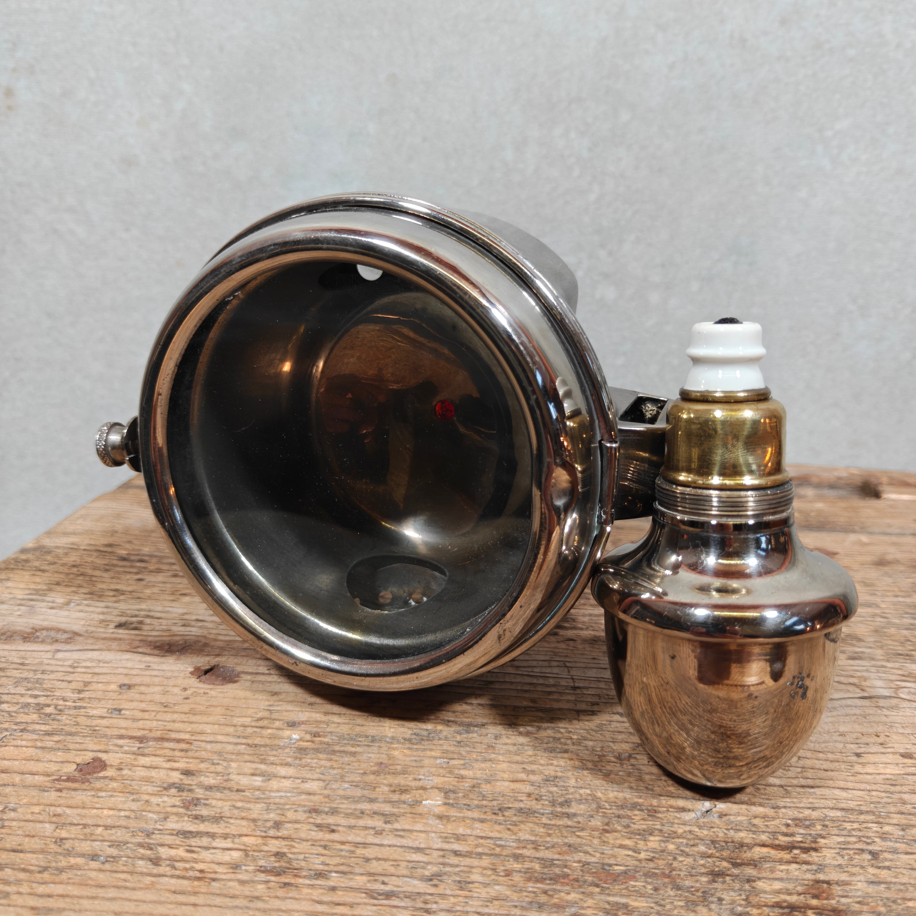 Antique Automobile Side Lamp with Red Rear Lens, ca. 1900–1930 – Rare Burner, Working Condition – Early Car Lighting, Automobilia