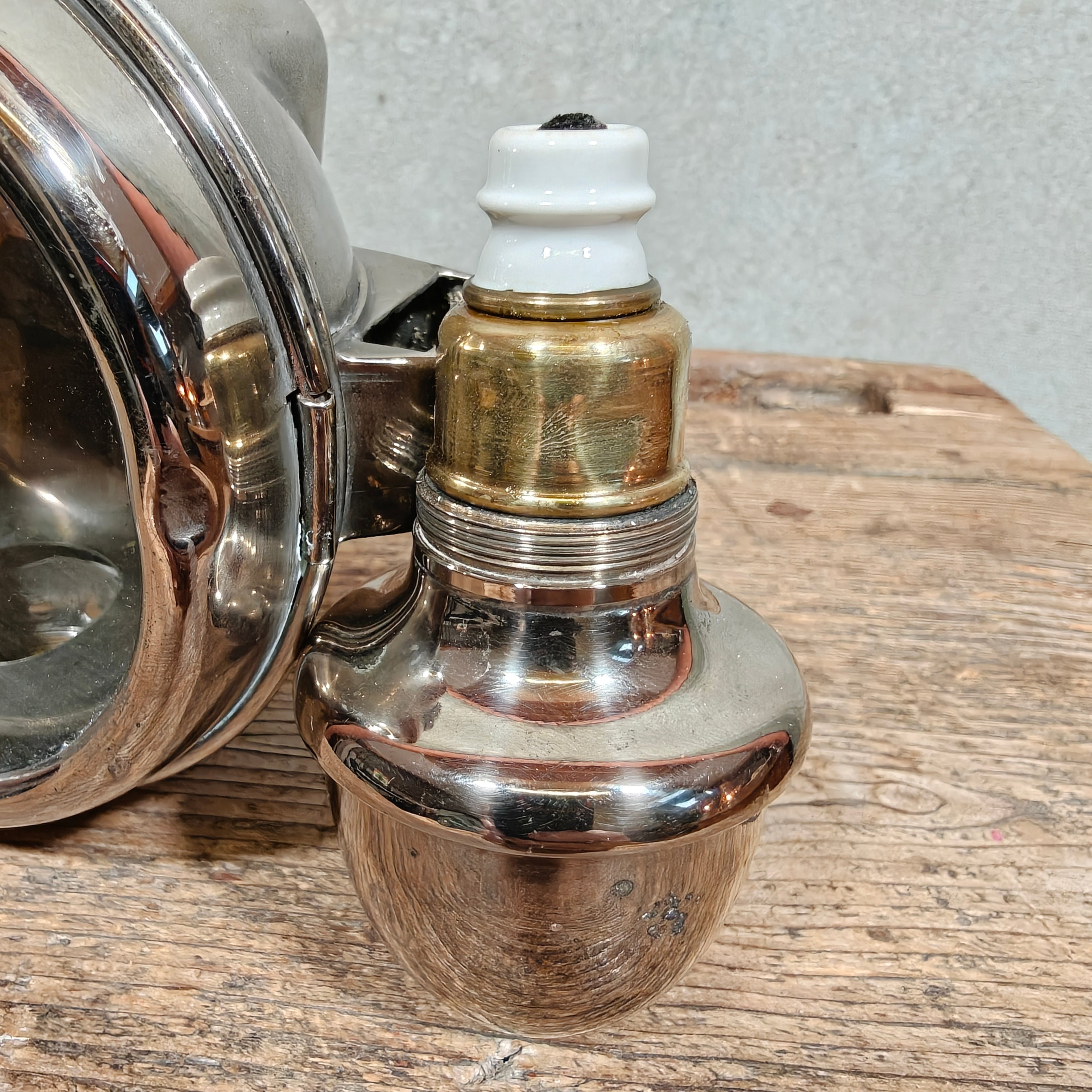 Antique Automobile Side Lamp with Red Rear Lens, ca. 1900–1930 – Rare Burner, Working Condition – Early Car Lighting, Automobilia