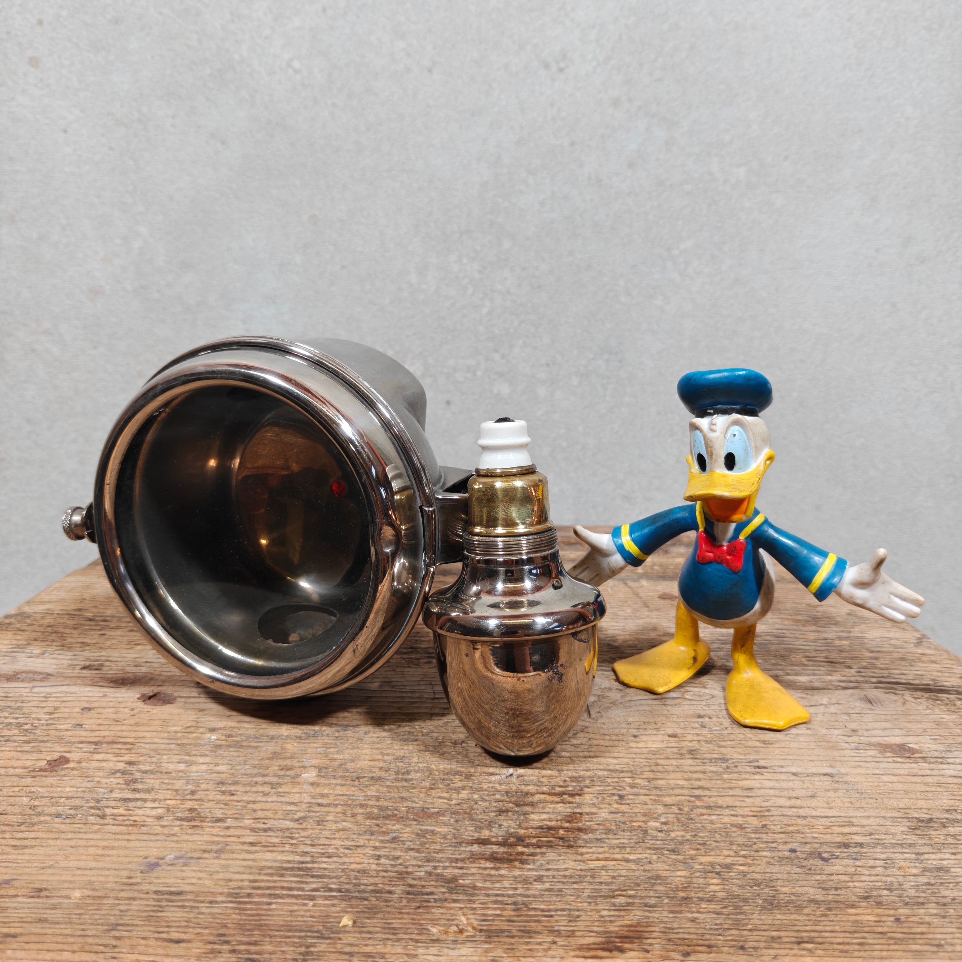 Antique Automobile Side Lamp with Red Rear Lens, ca. 1900–1930 – Rare Burner, Working Condition – Early Car Lighting, Automobilia
