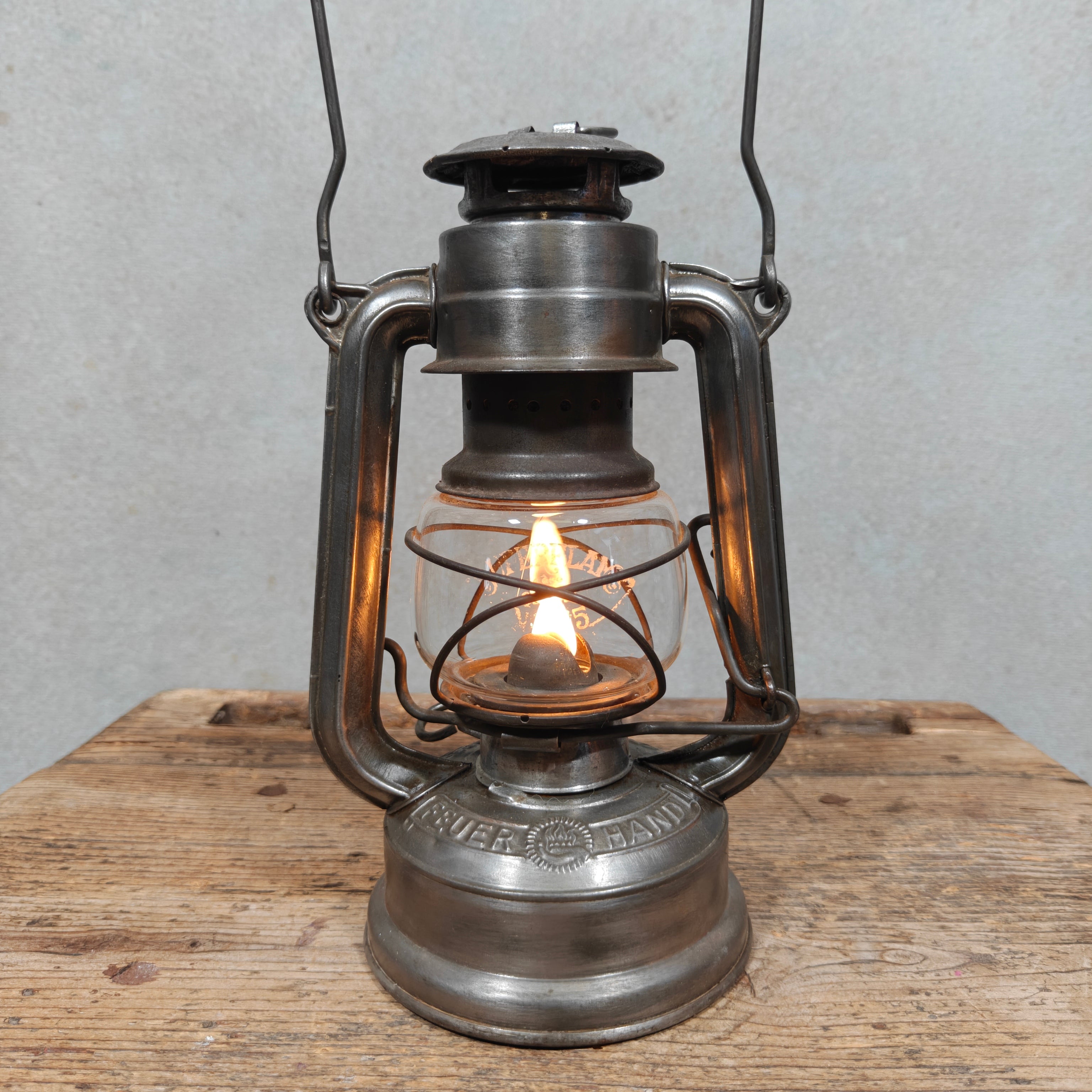 Feuerhand 175 Super Baby "Superflam" Hurricane Lantern – W. Germany, c. 1950–1955 – Working, Etched Superflam Globe