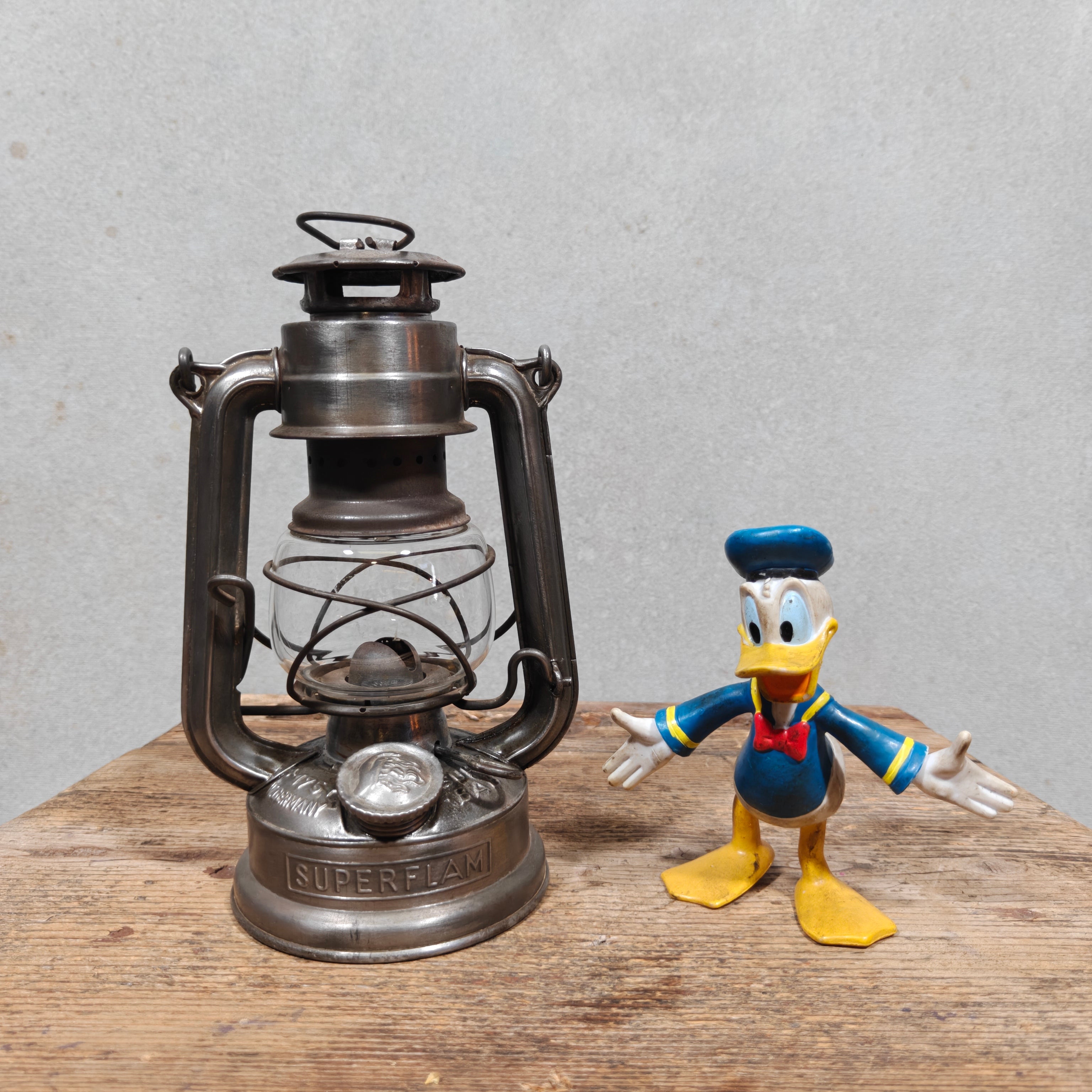 Feuerhand 175 Super Baby "Superflam" Hurricane Lantern – W. Germany, c. 1950–1955 – Working, Etched Superflam Globe