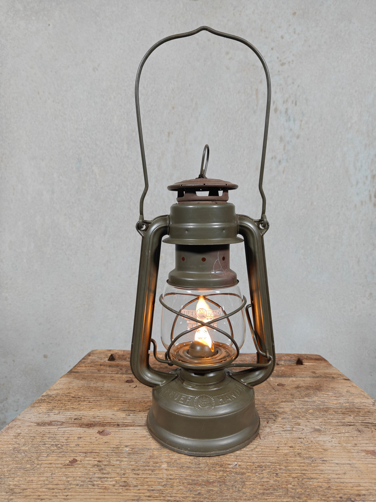 Vintage Feuerhand 275 Baby Hurricane Lantern – Western Germany – Working, Original Marked Globe