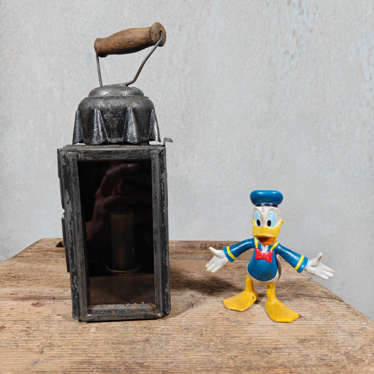 Antique Candle Lantern with Sliding Shutter and Swivelling Handle – Unmarked, c. 1900–1930 – Well-Worn but Usable