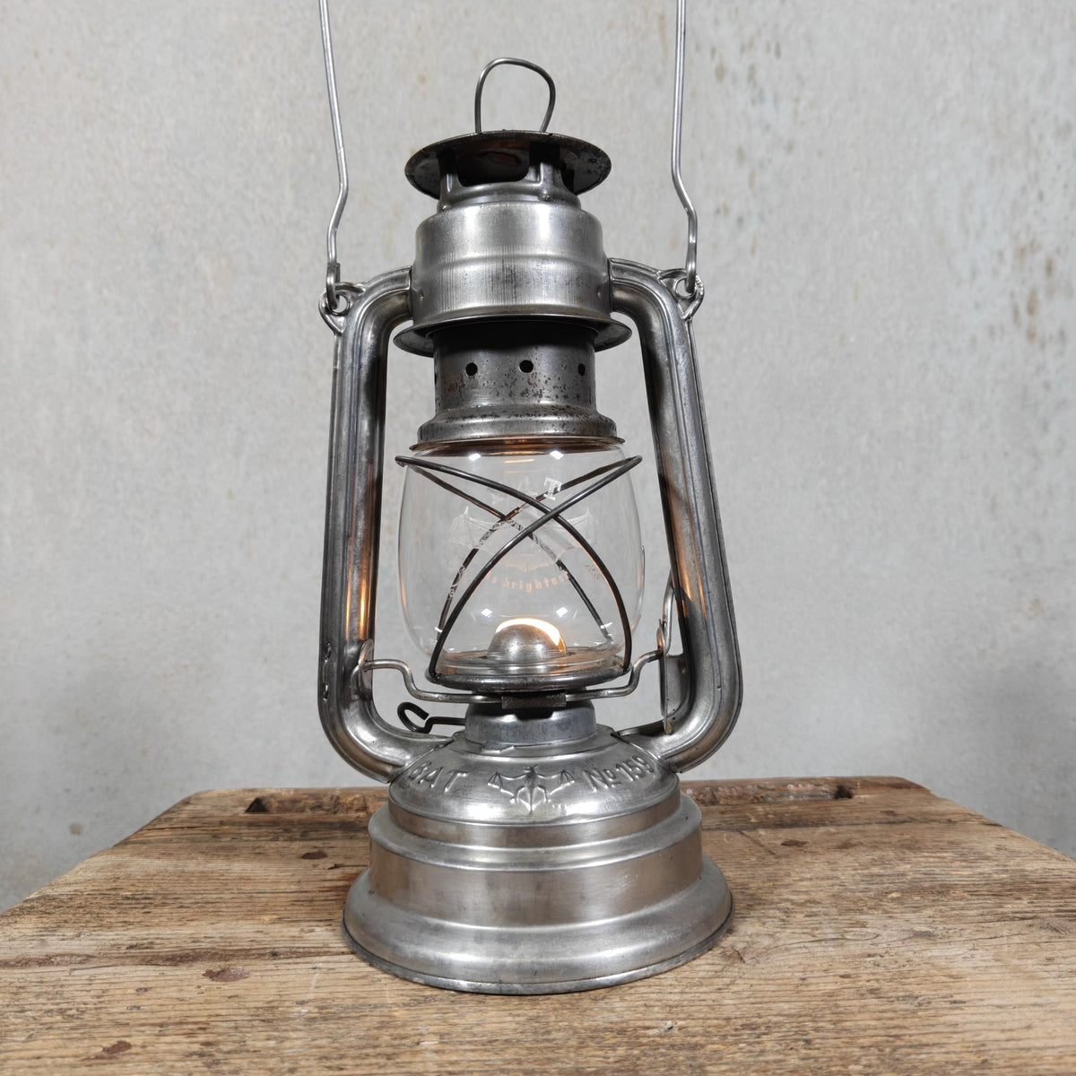 Vintage BAT No. 159 Hurricane Lantern from East Germany – Marked Made in GDR, Globe Marked BAT is Brightest – c. 1970–1989