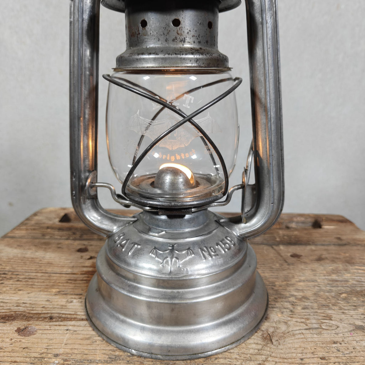Vintage BAT No. 159 Hurricane Lantern from East Germany – Marked Made in GDR, Globe Marked BAT is Brightest – c. 1970–1989