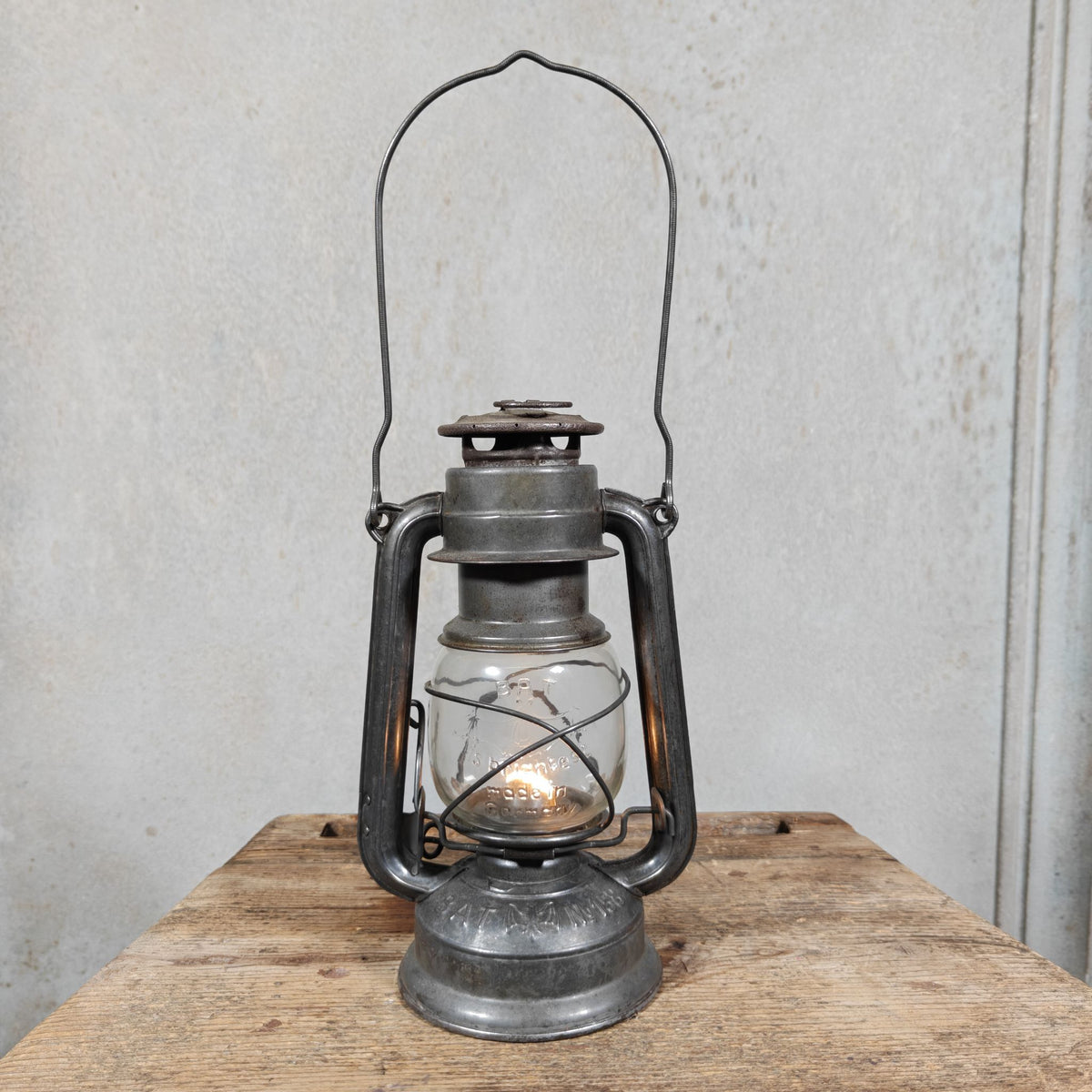 Beautiful 1950s BAT 158 Hurricane Lantern – Early Example with Embossed Bat is Brightest Globe – Made in Germany