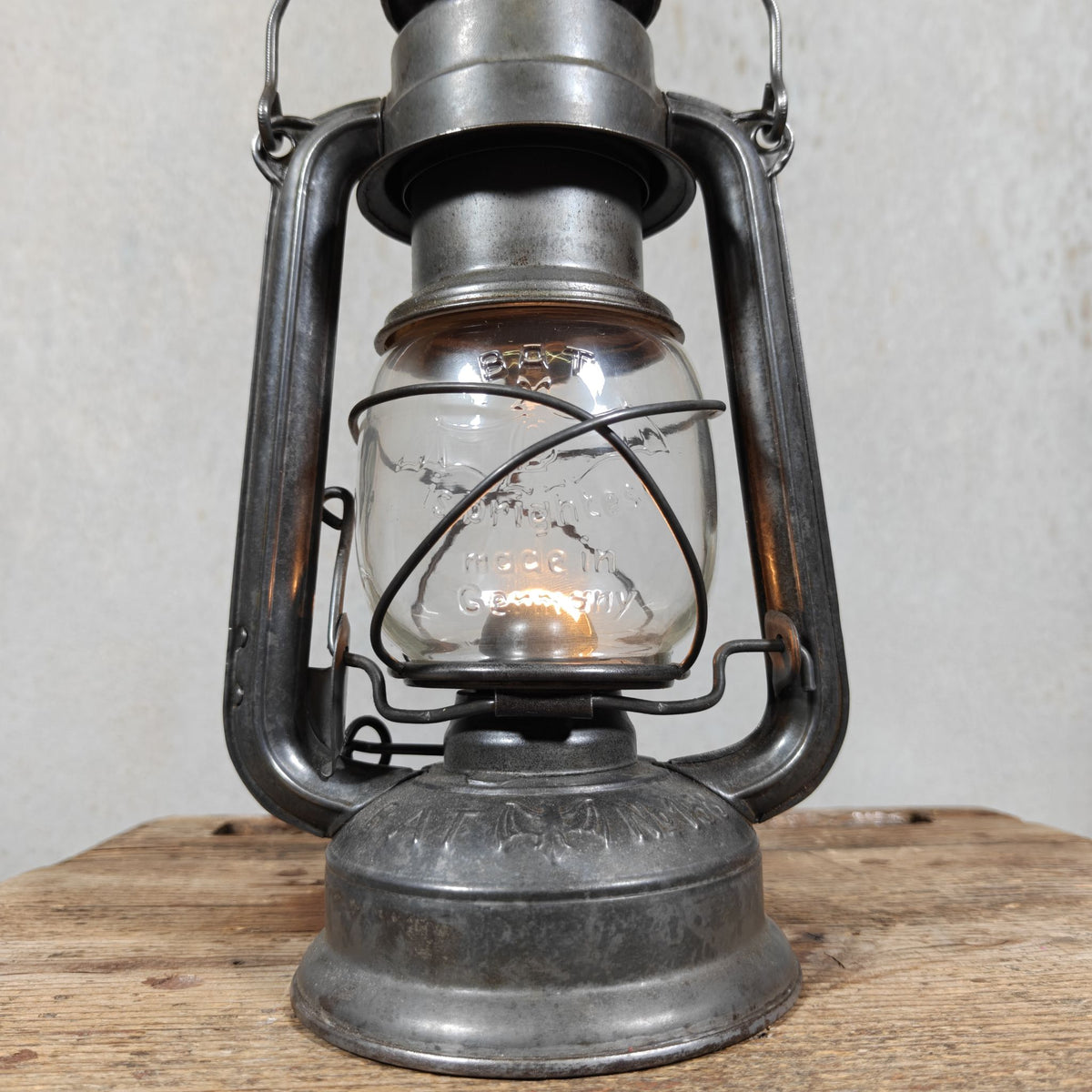 Beautiful 1950s BAT 158 Hurricane Lantern – Early Example with Embossed Bat is Brightest Globe – Made in Germany