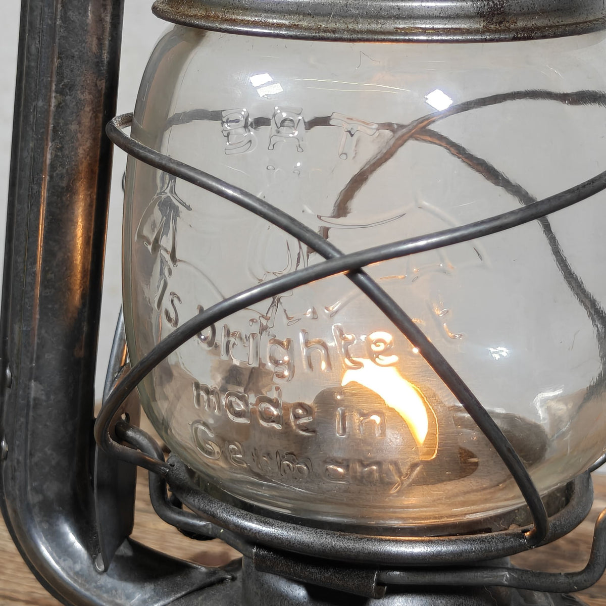 Beautiful 1950s BAT 158 Hurricane Lantern – Early Example with Embossed Bat is Brightest Globe – Made in Germany