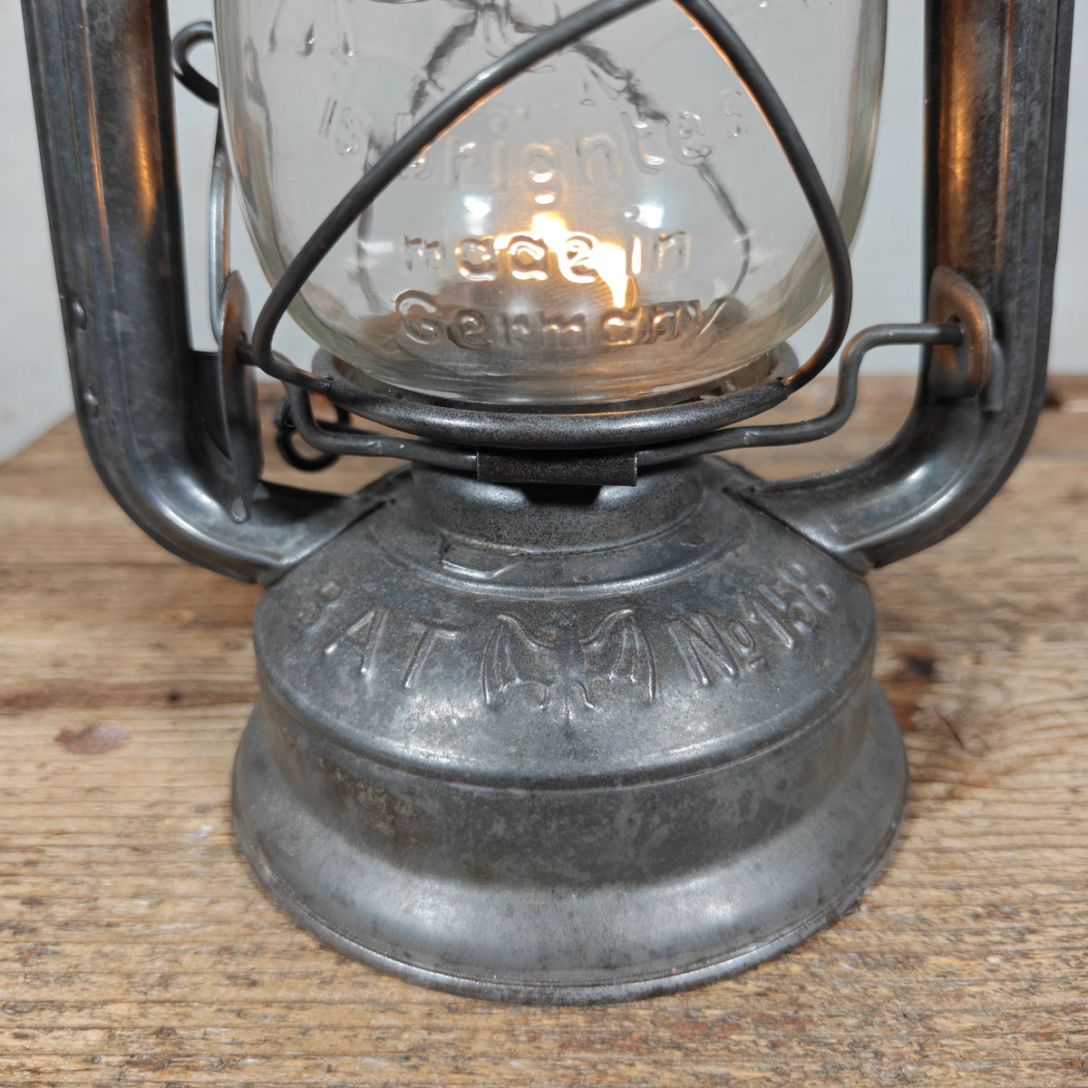 Beautiful 1950s BAT 158 Hurricane Lantern – Early Example with Embossed Bat is Brightest Globe – Made in Germany