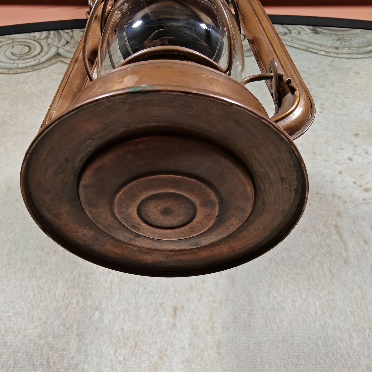 Rare BAT 158 Hurricane Lantern in Tombac with Lever – Marked BAT No 158 Made in Germany – 1960s, Working
