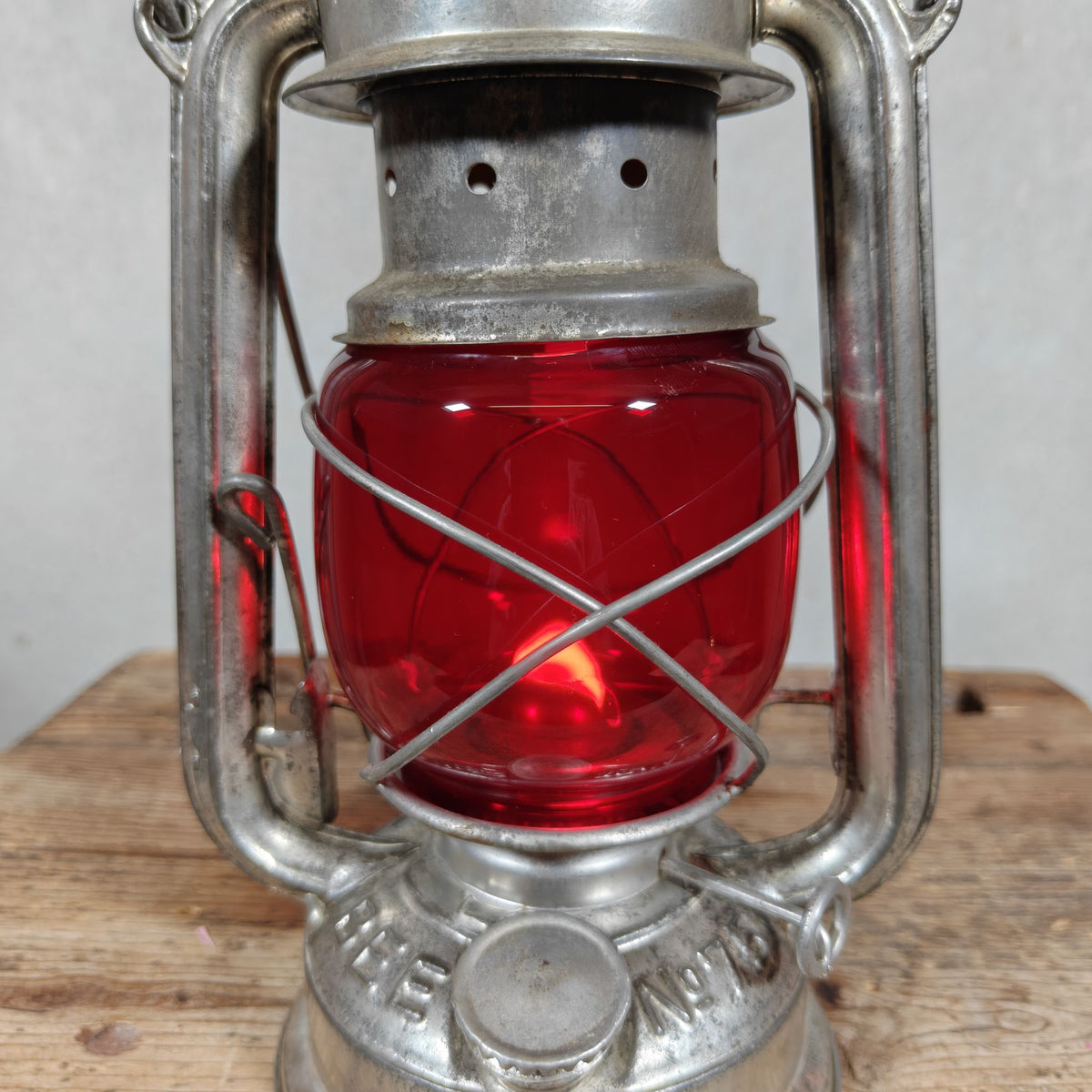 Vintage Bee No 75 Hurricane Lantern with Red Globe – Export Version of the BAT 158 – 1960s